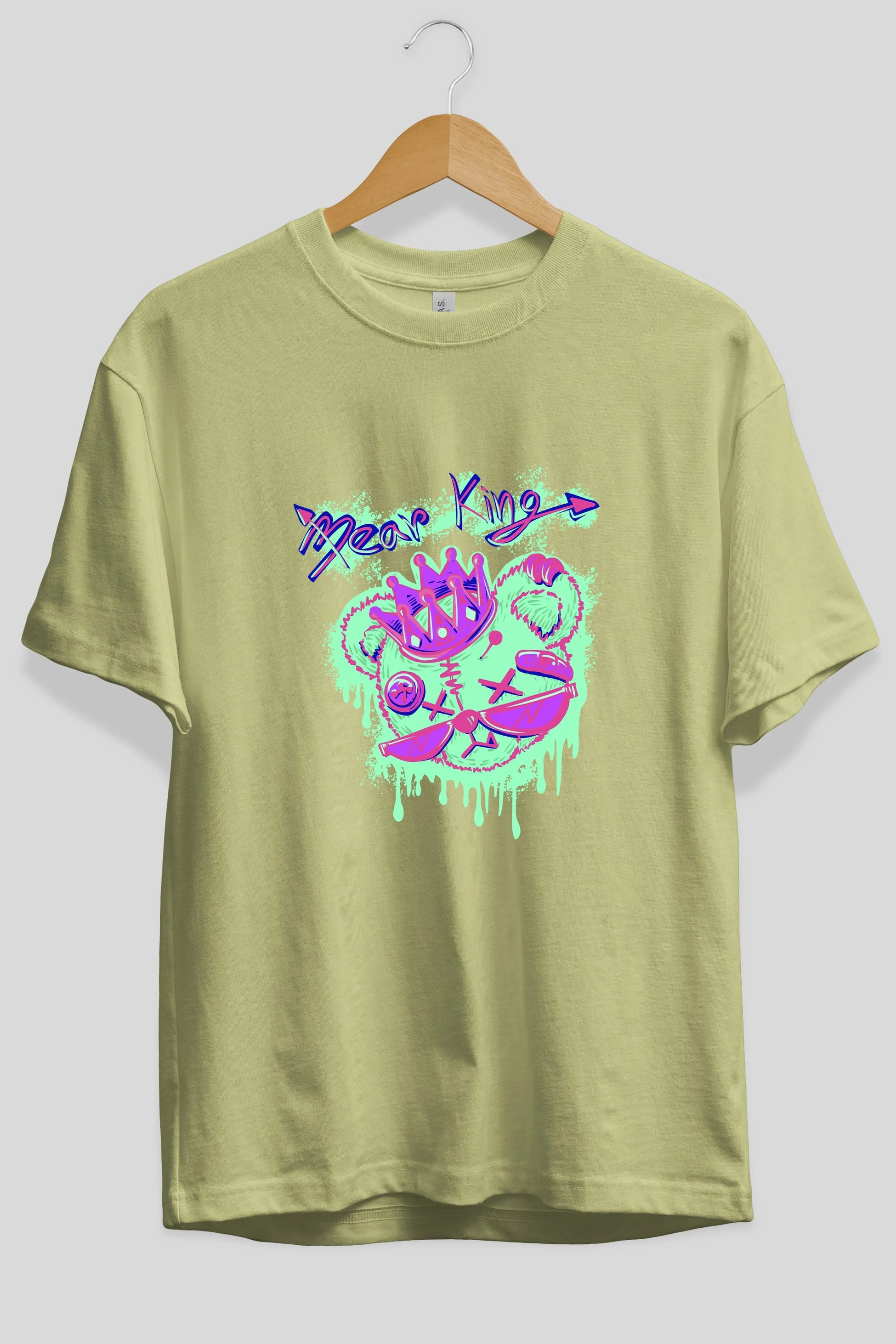 Bear King Ön Baskılı Oversize t-shirt Erkek Kadın Unisex