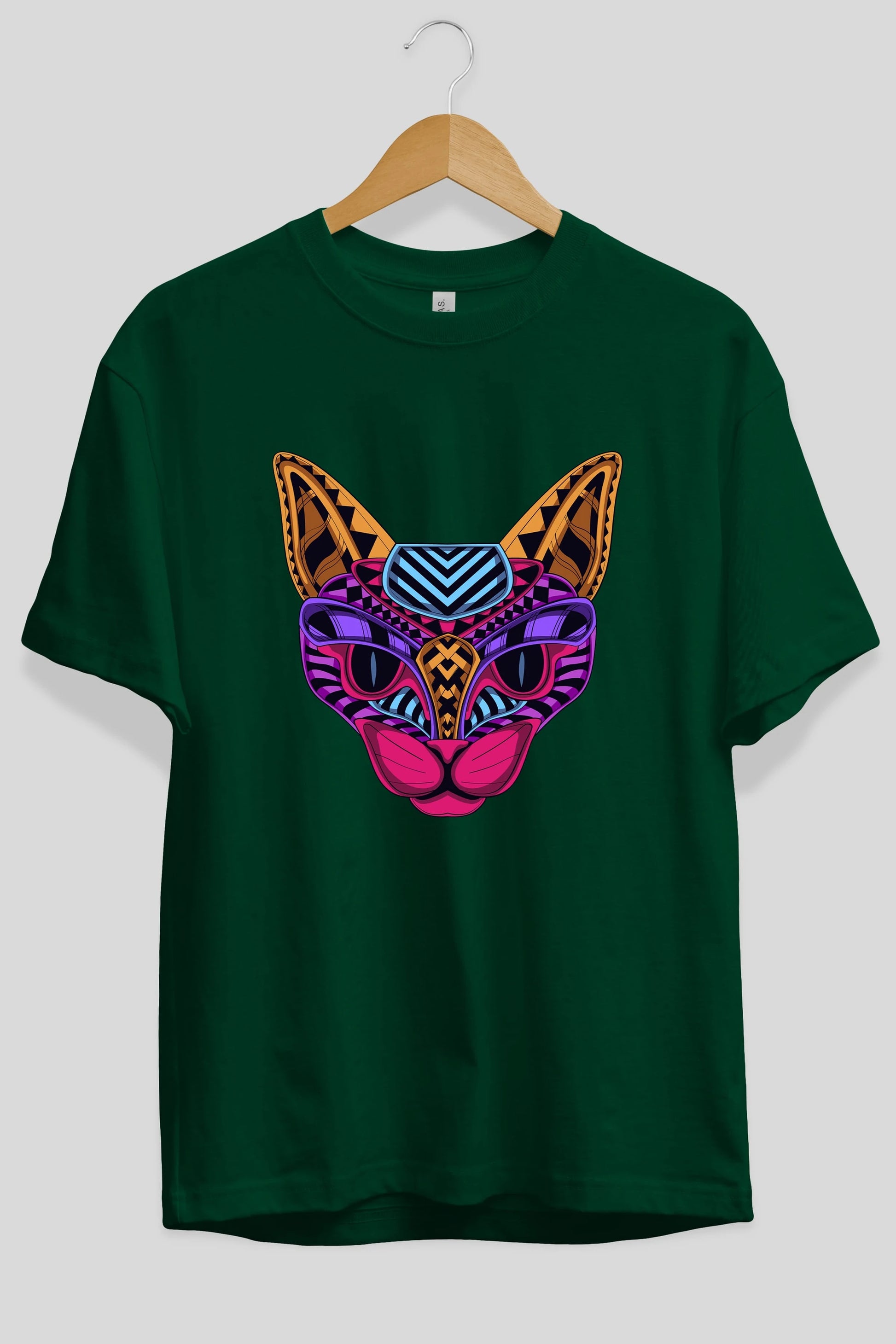 Black Neon Cat Ön Baskılı Oversize t-shirt Erkek Kadın Unisex