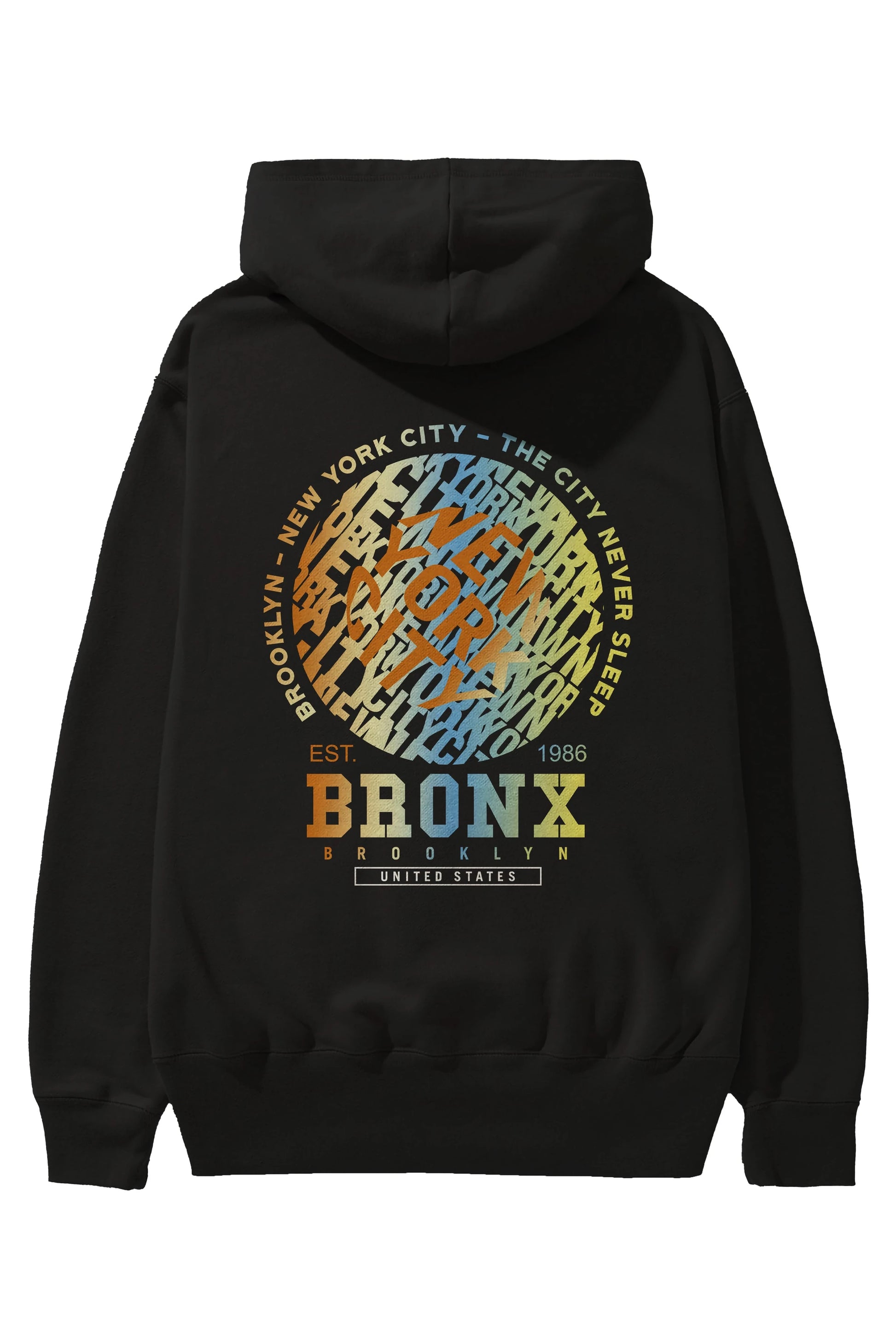 Brooklyn and New York City Arka Baskılı Hoodie Oversize Kapüşonlu Sweatshirt Erkek Kadın Unisex
