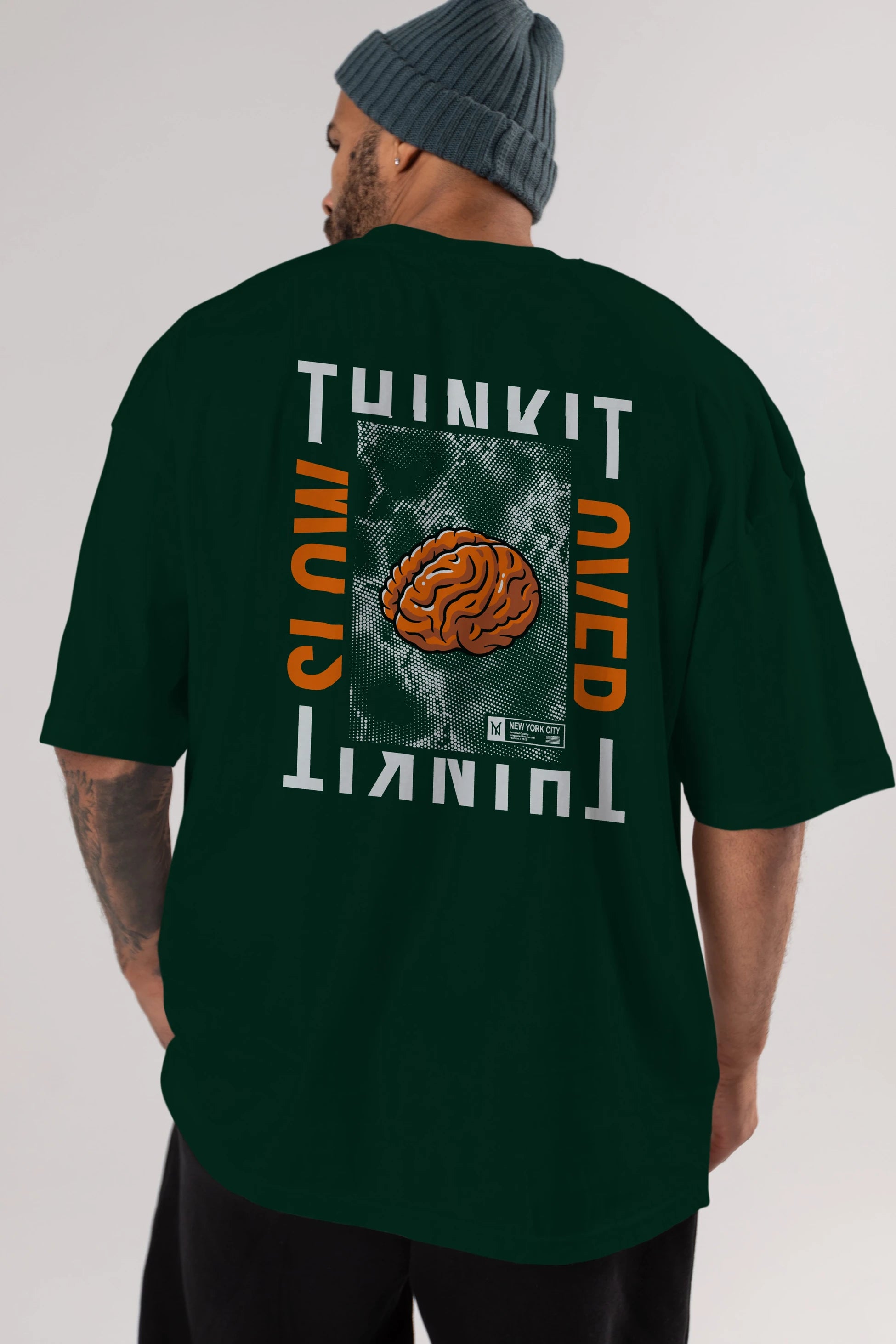 Think it Arka Baskılı Oversize t-shirt Erkek Kadın Unisex