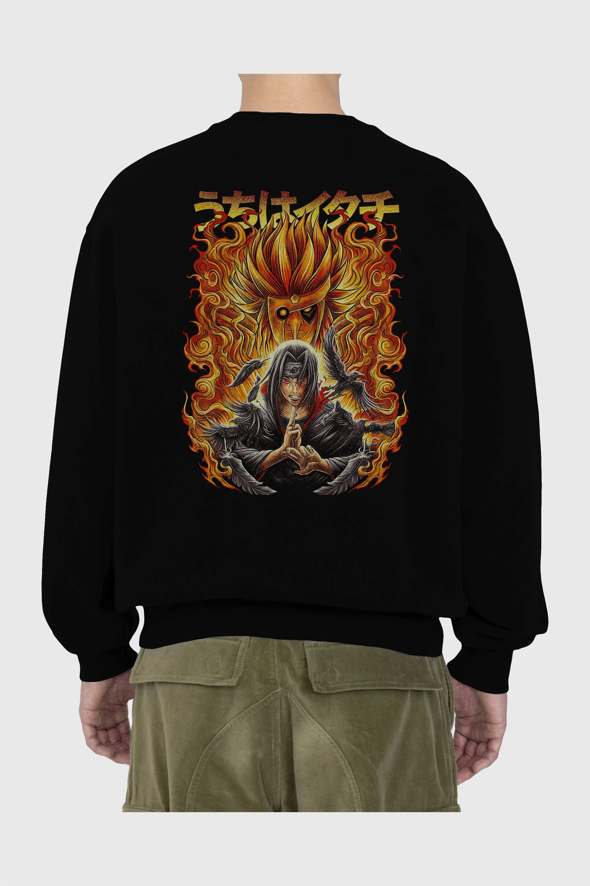 NARUTO ITACHI UCHIHA Anime Arka Baskılı Oversize Sweatshirt Erkek Kadın Unisex