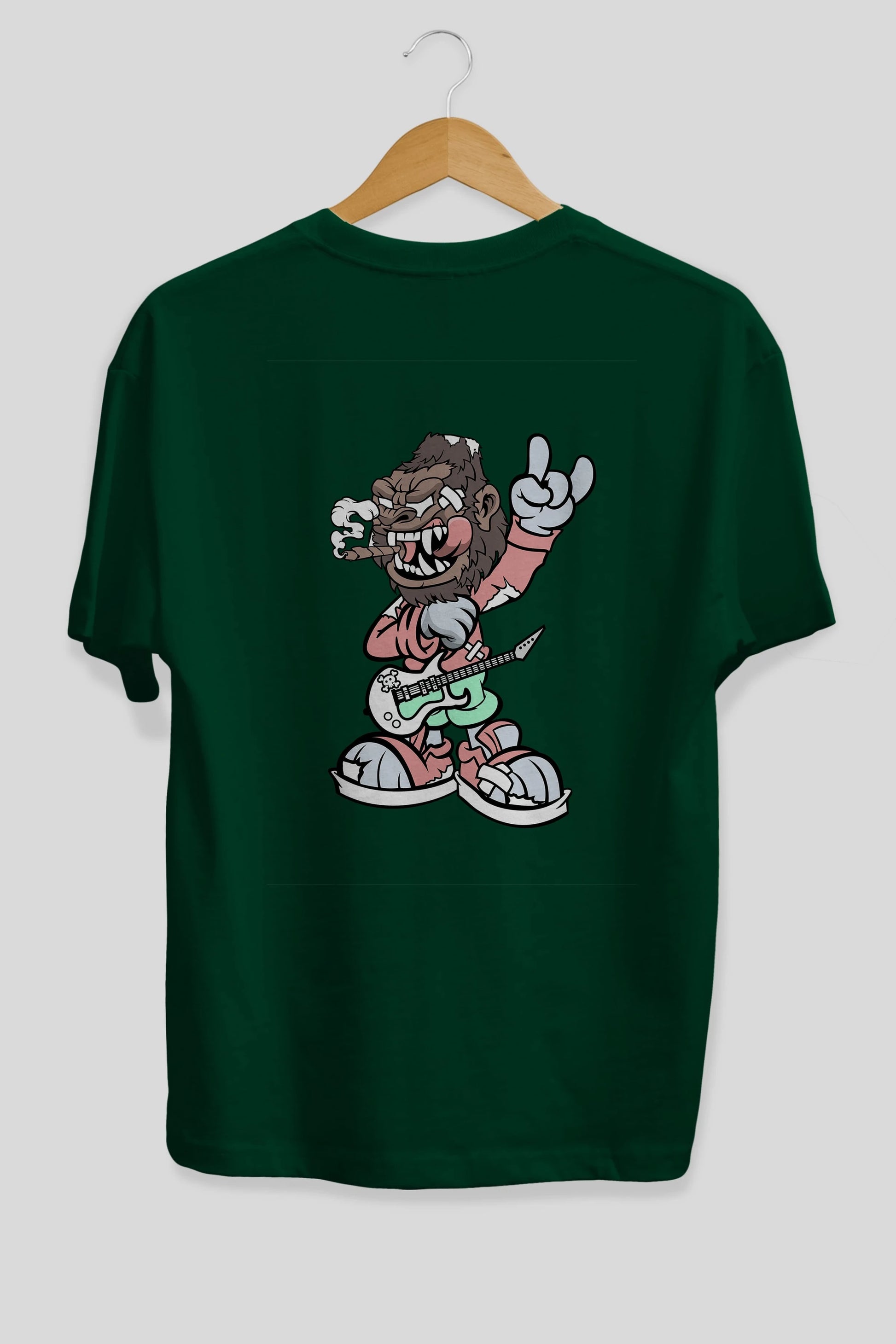Gorilla Rockstar Arka Baskılı Oversize t-shirt Erkek Kadın Unisex %100 Pamuk tişort