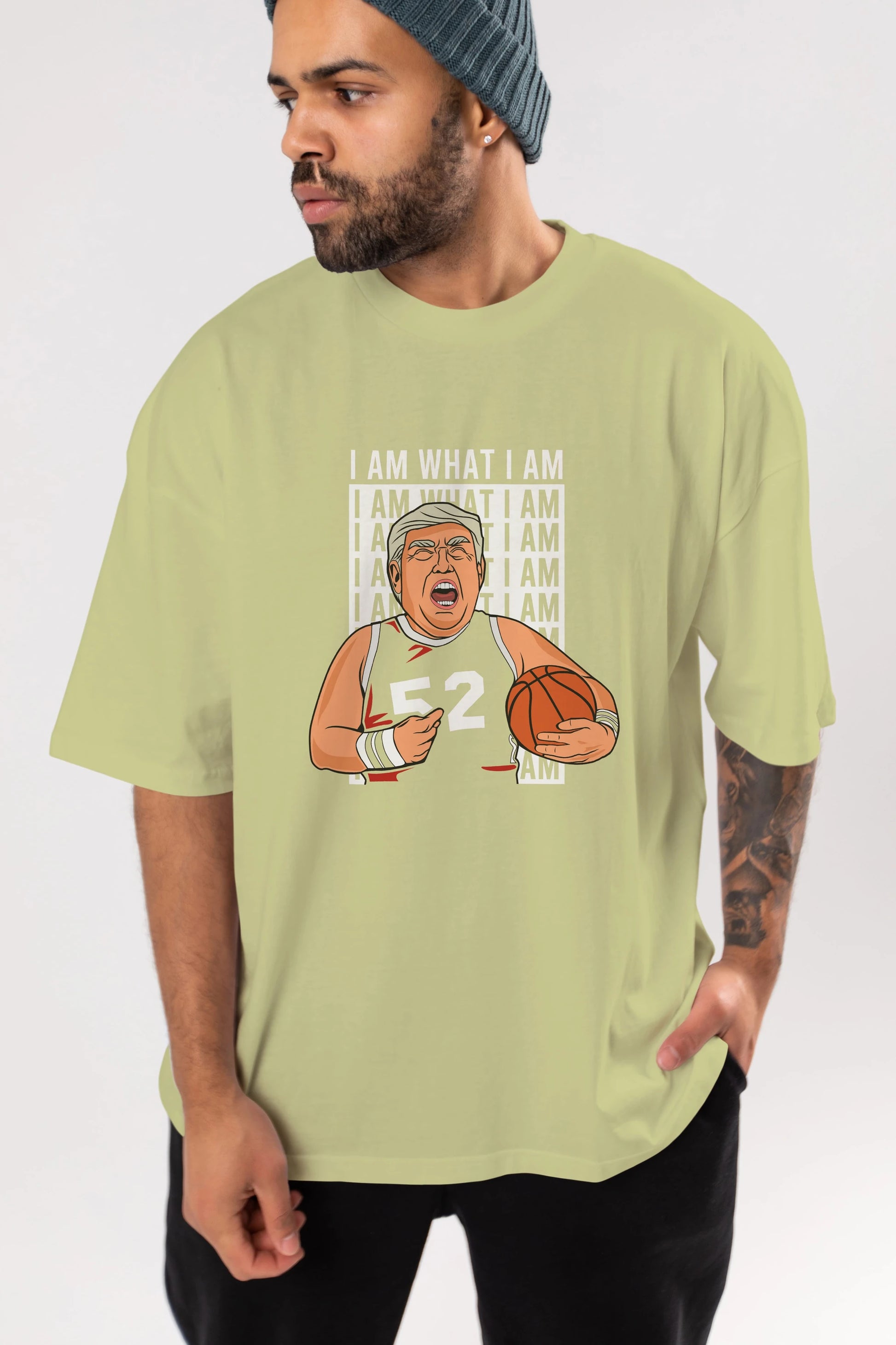 Trump Basketball Ön Baskılı Oversize t-shirt Erkek Kadın Unisex %100 Pamuk tişort