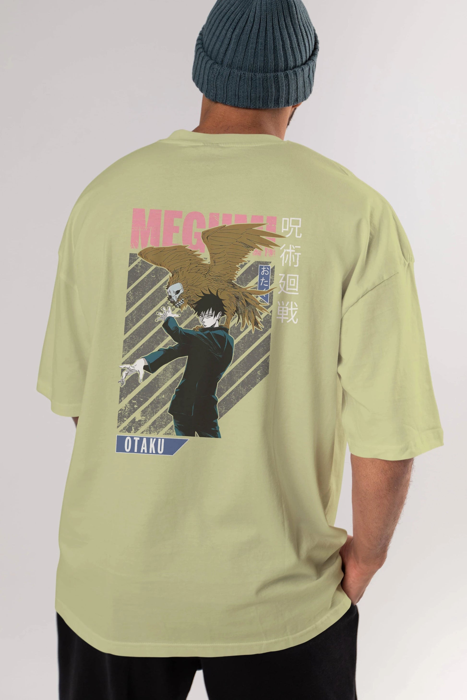 Megumi Fushiguro 2 Anime Arka Baskılı Oversize t-shirt Erkek Kadın Unisex