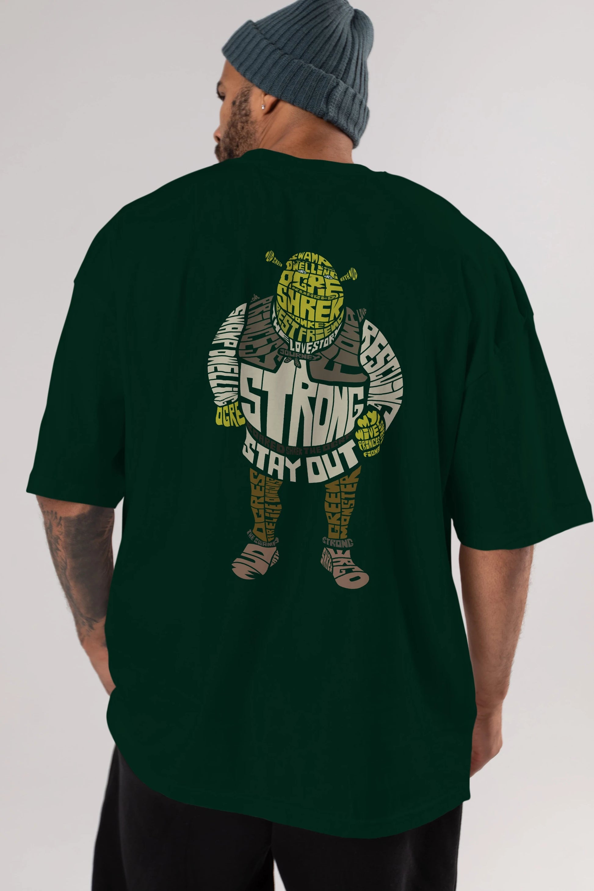 Shrek Arka Baskılı Oversize t-shirt %100 pamuk Erkek Kadın Unisex