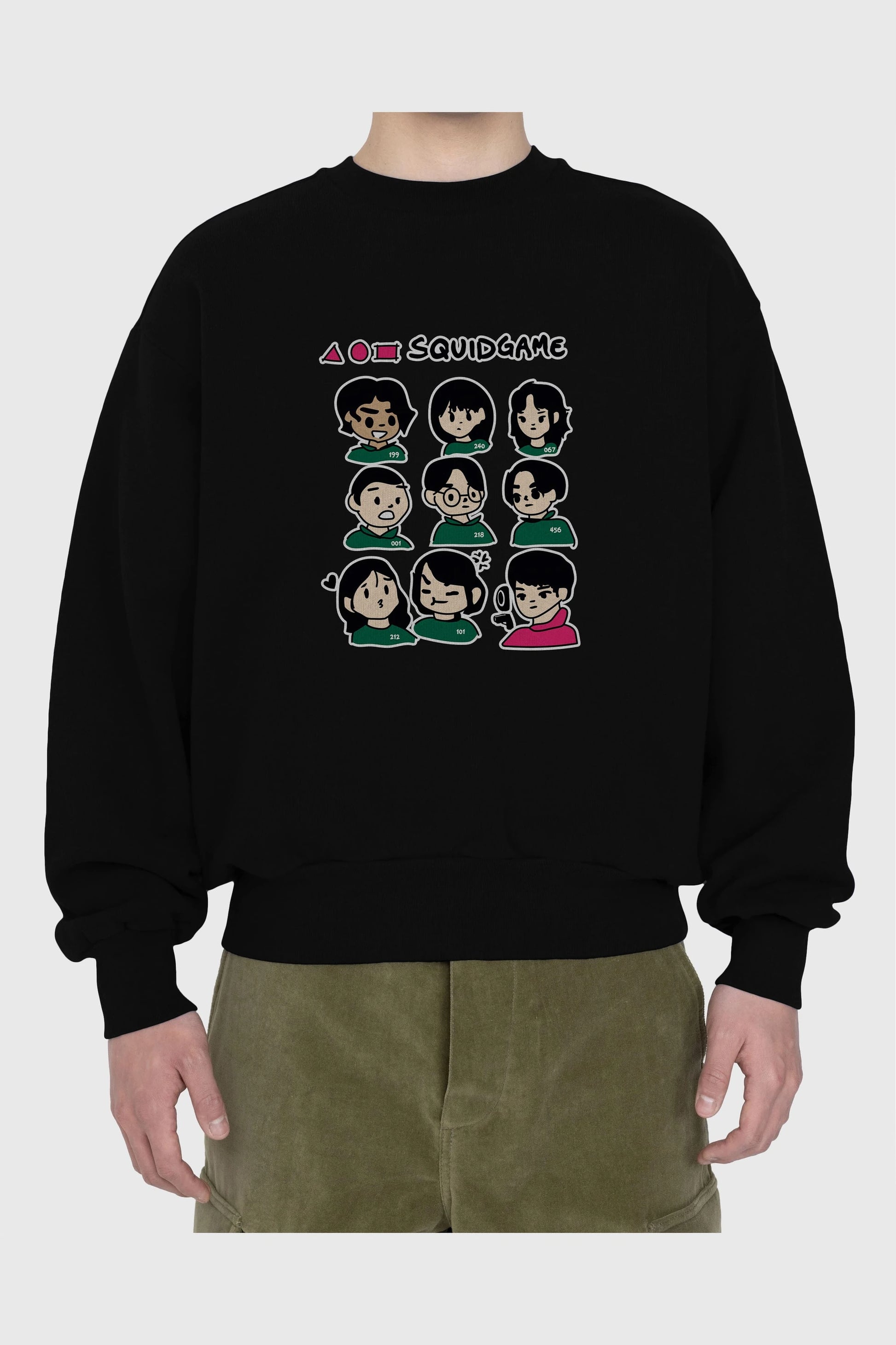 Squid Game (3) Ön Baskılı Oversize Sweatshirt Erkek Kadın Unisex