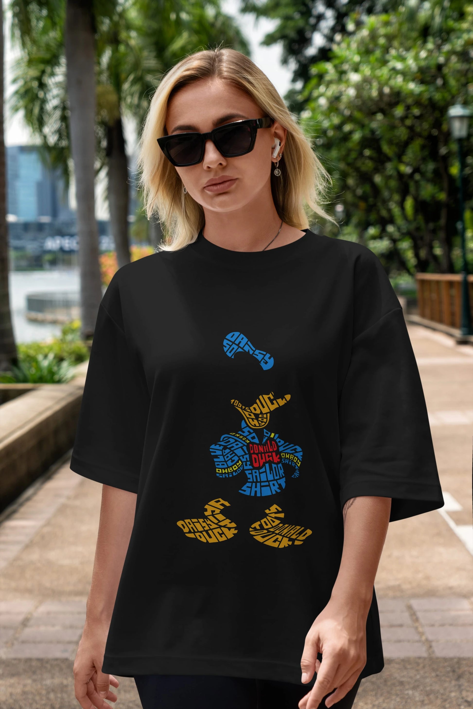 Donald Ön Baskılı Oversize t-shirt %100 pamuk Erkek Kadın Unisex