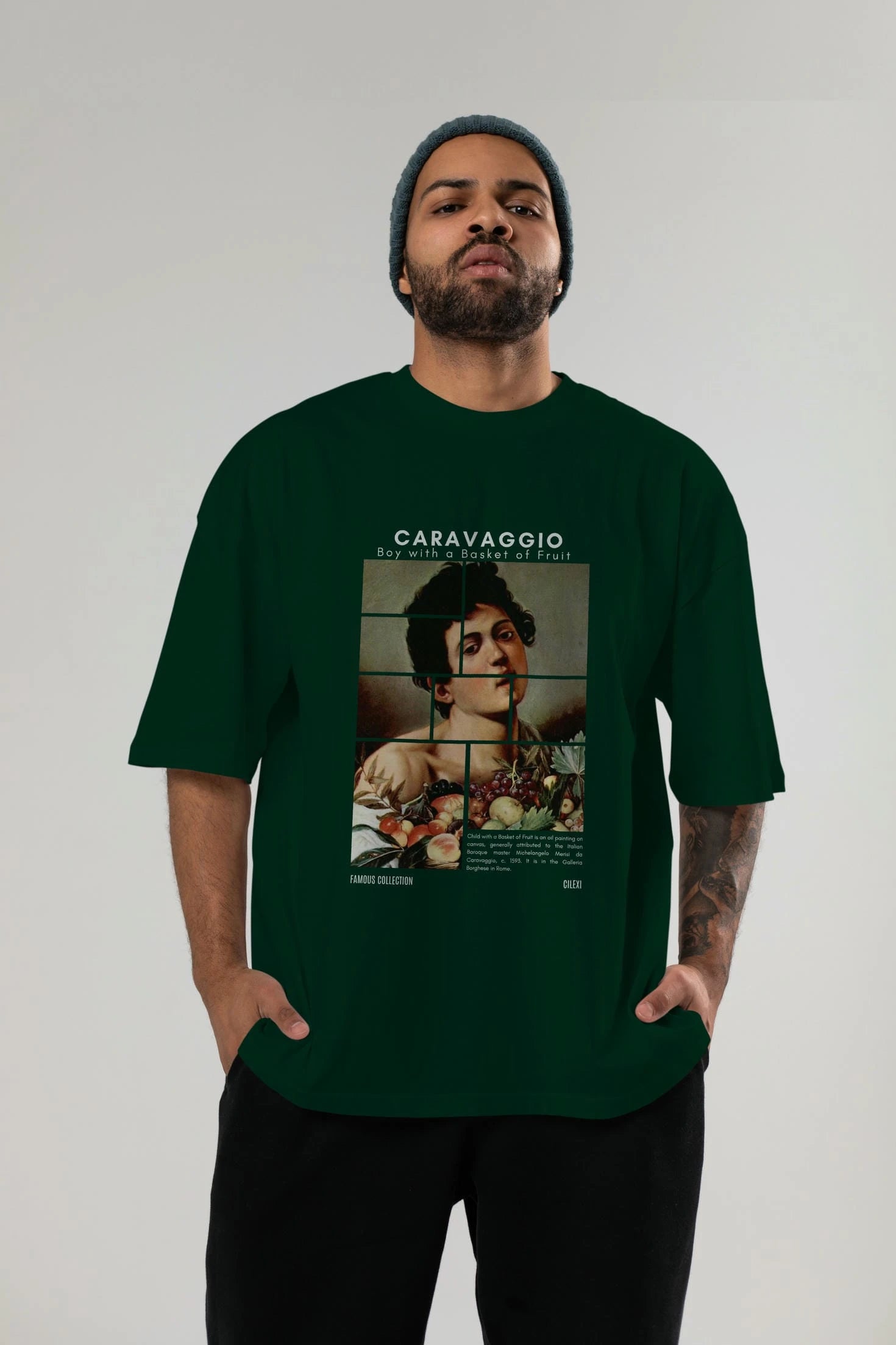 Caravaggio Boy ön Baskılı Oversize t-shirt Erkek Kadın Bisiklet Yaka Pamuk tişort