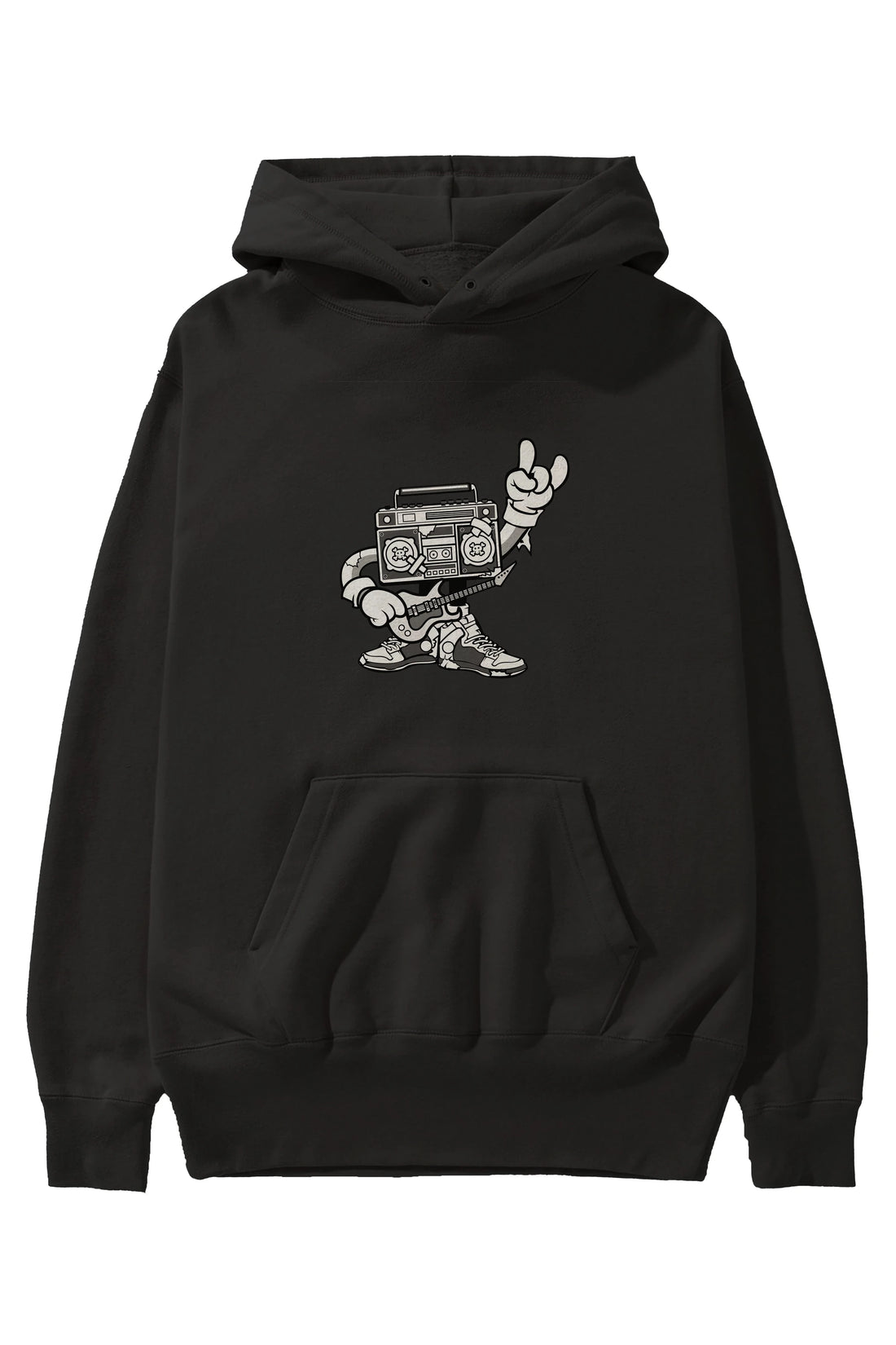 Boombox Rockstar Ön Baskılı Hoodie Oversize Kapüşonlu Sweatshirt Erkek Kadın Unisex