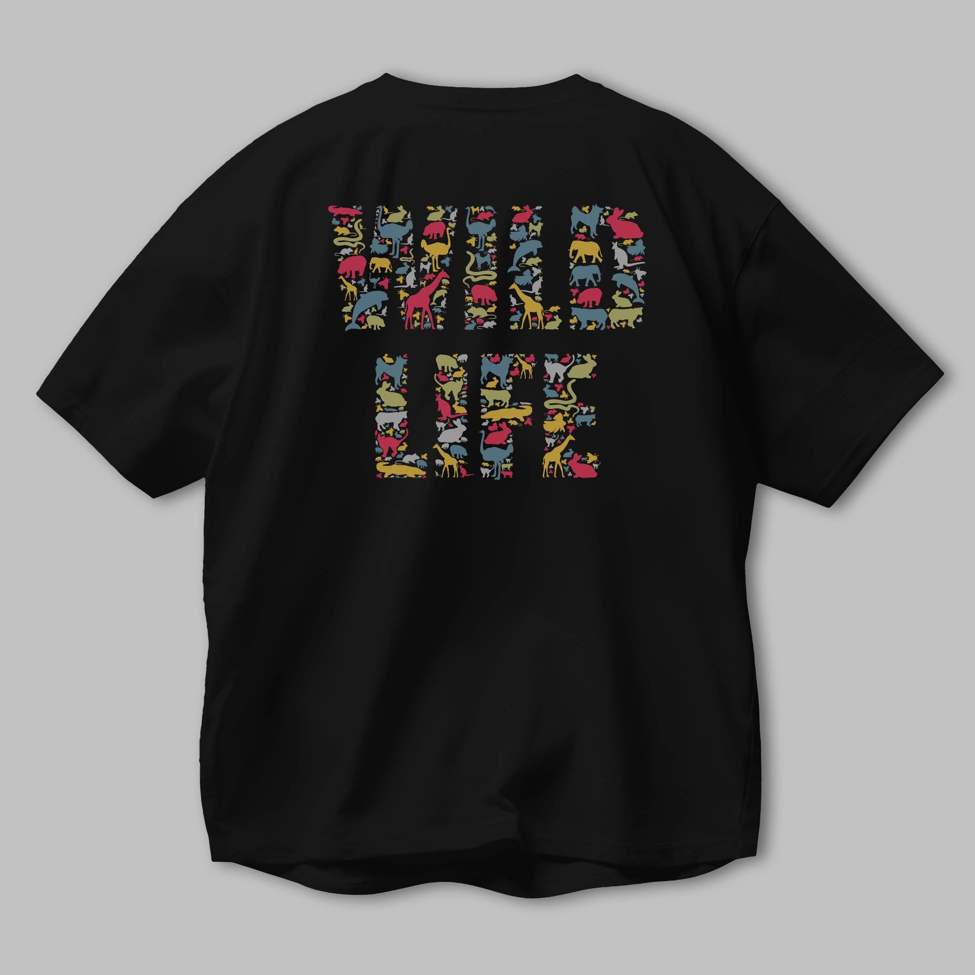 Wild Life Arka Baskılı Oversize t-shirt %100 pamuk Erkek Kadın Unisex