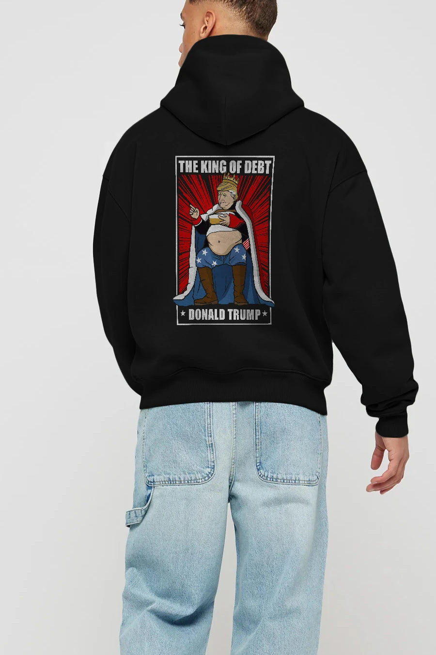 Trump King Arka Baskılı Hoodie Oversize Kapüşonlu Sweatshirt Erkek Kadın Unisex