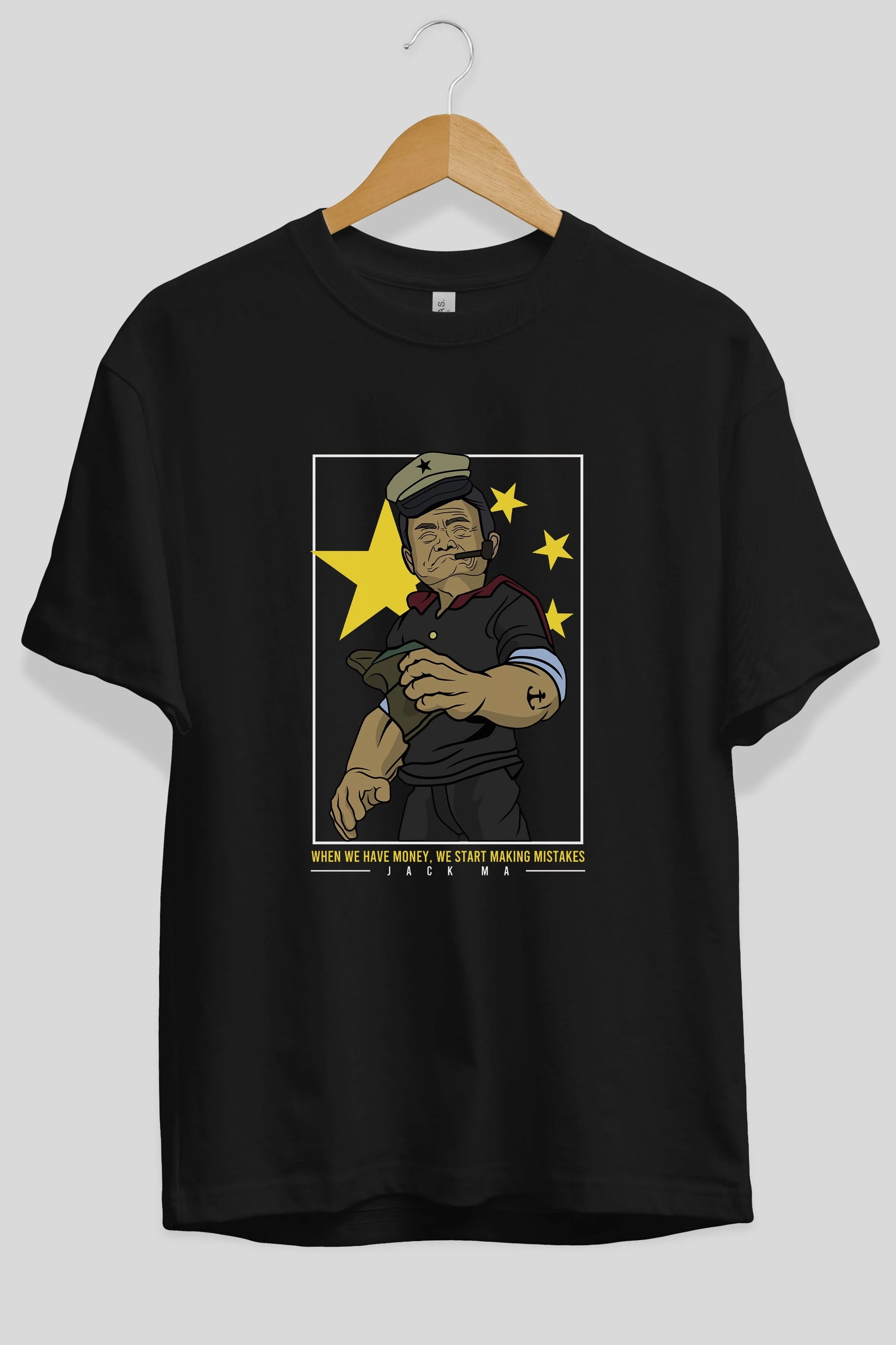 Popeye Jack Ma Ön Baskılı Oversize t-shirt Erkek Kadın Unisex %100 Pamuk tişort
