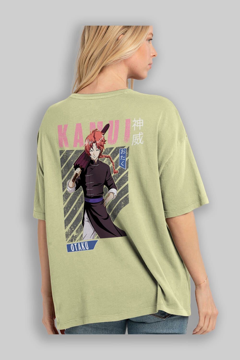 Kamui GINTAMA 1 Anime Arka Baskılı Oversize t-shirt Erkek Kadın Unisex