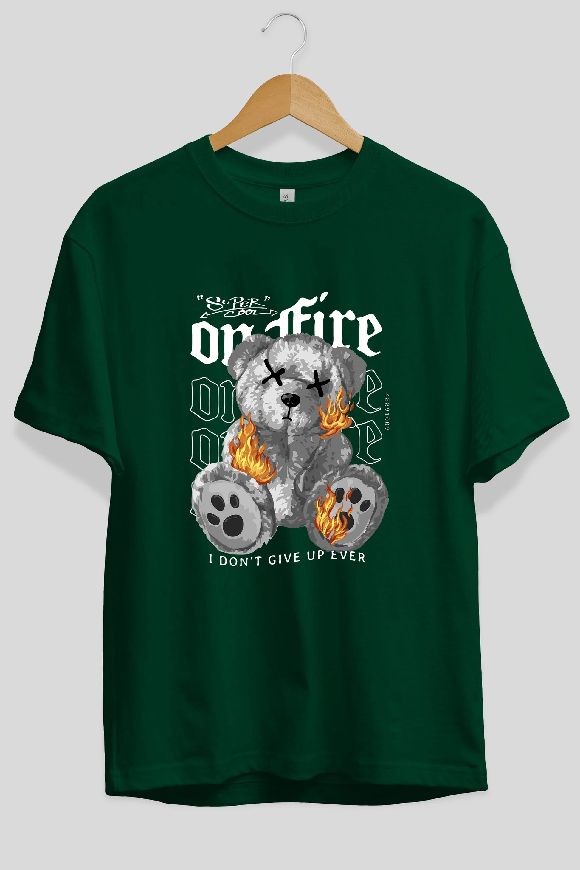 Teddy Bear On Fire Ön Baskılı Oversize t-shirt Erkek Kadın Unisex