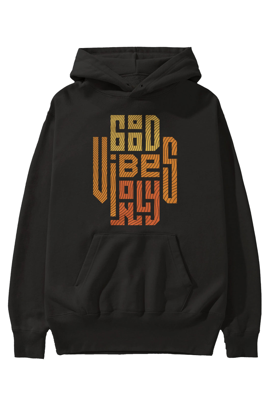Good Vibes Only 2 Yazılı Ön Baskılı Oversize Hoodie Kapüşonlu Sweatshirt Erkek Kadın Unisex