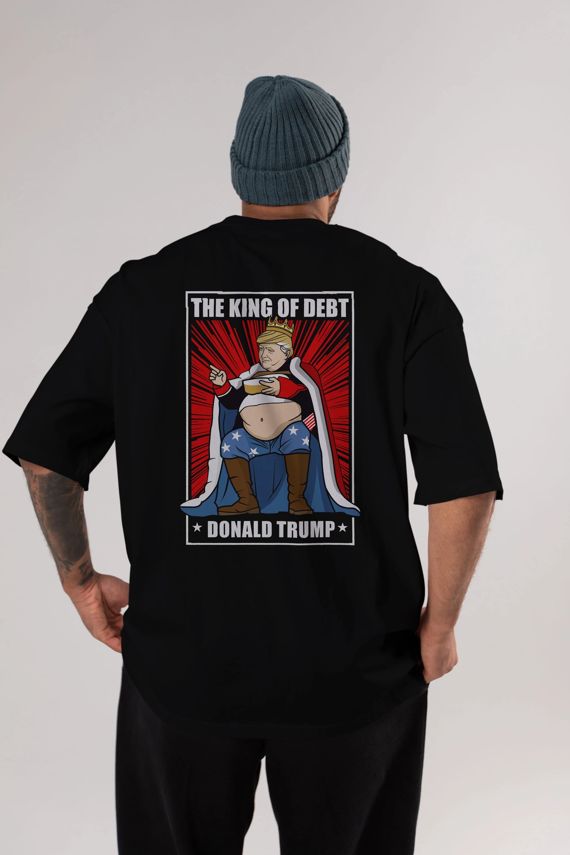 Trump King Arka Baskılı Oversize t-shirt Erkek Kadın Unisex %100 Pamuk tişort