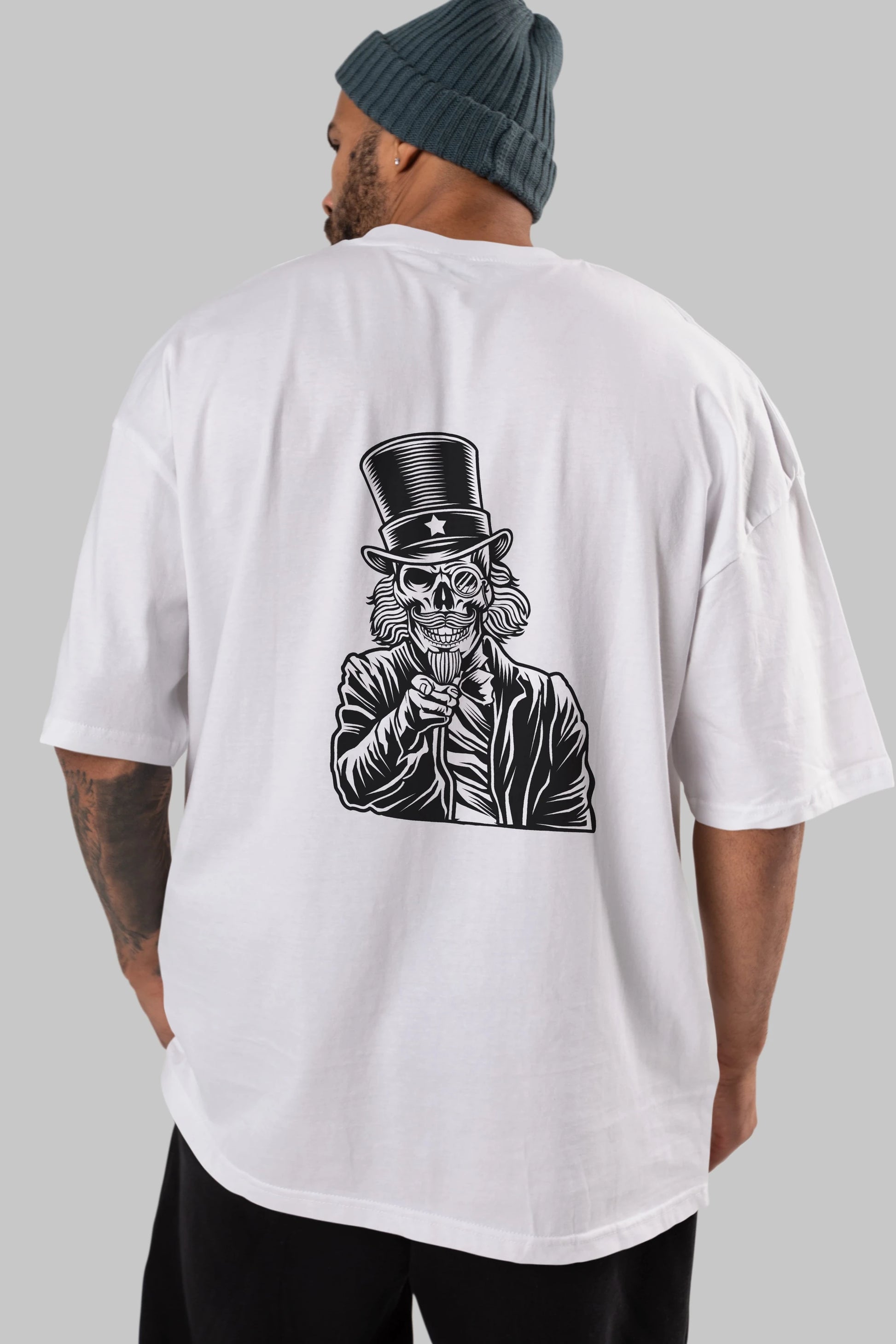 I Want You Skull Arka Baskılı Oversize t-shirt Erkek Kadın Unisex %100 Pamuk tişort