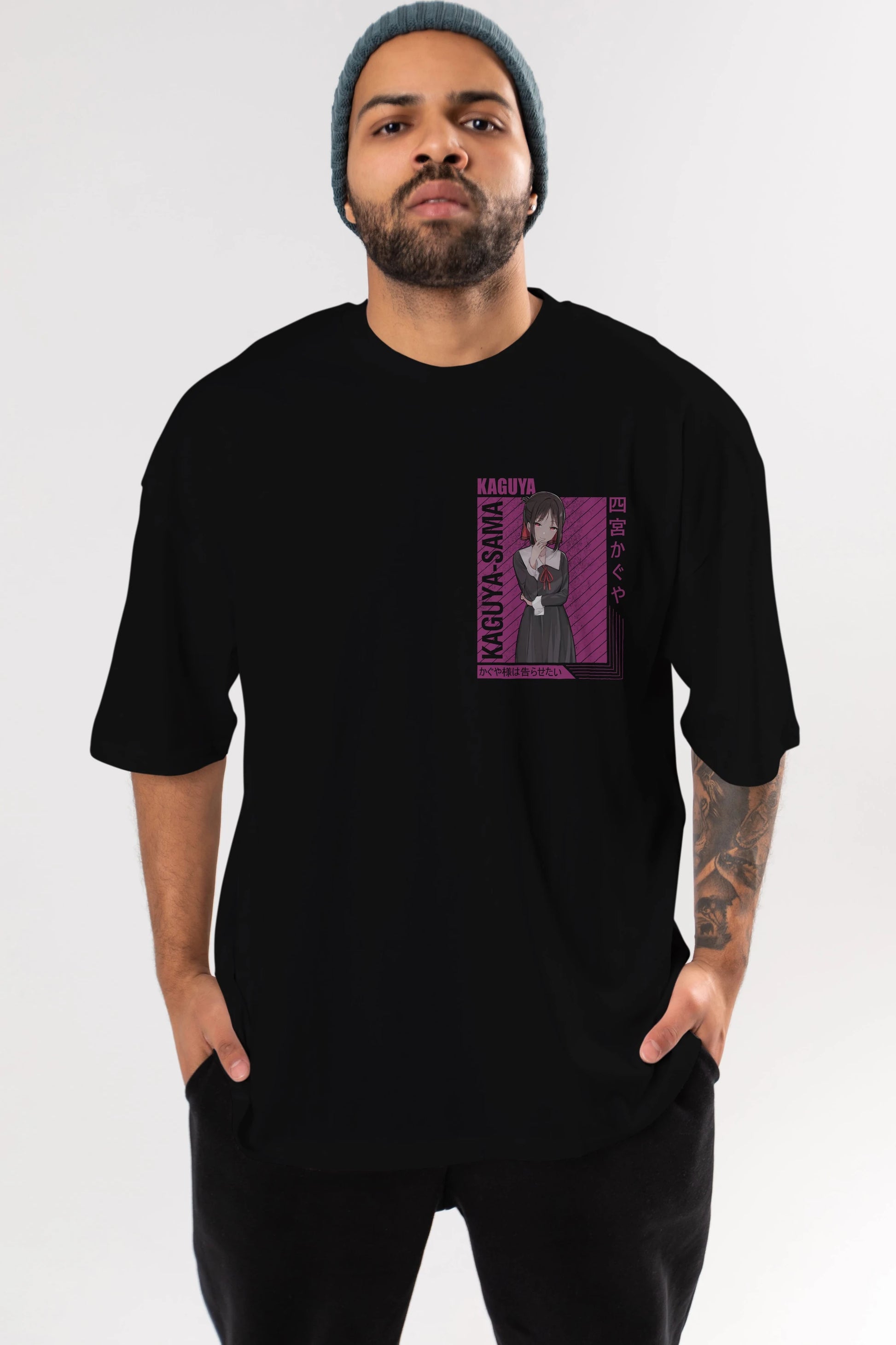 Kaguya Shinomiya 4 1 Ön Sol Baskılı Oversize t-shirt Erkek Kadın Unisex %100 Pamuk Bisiklet Yaka tişort