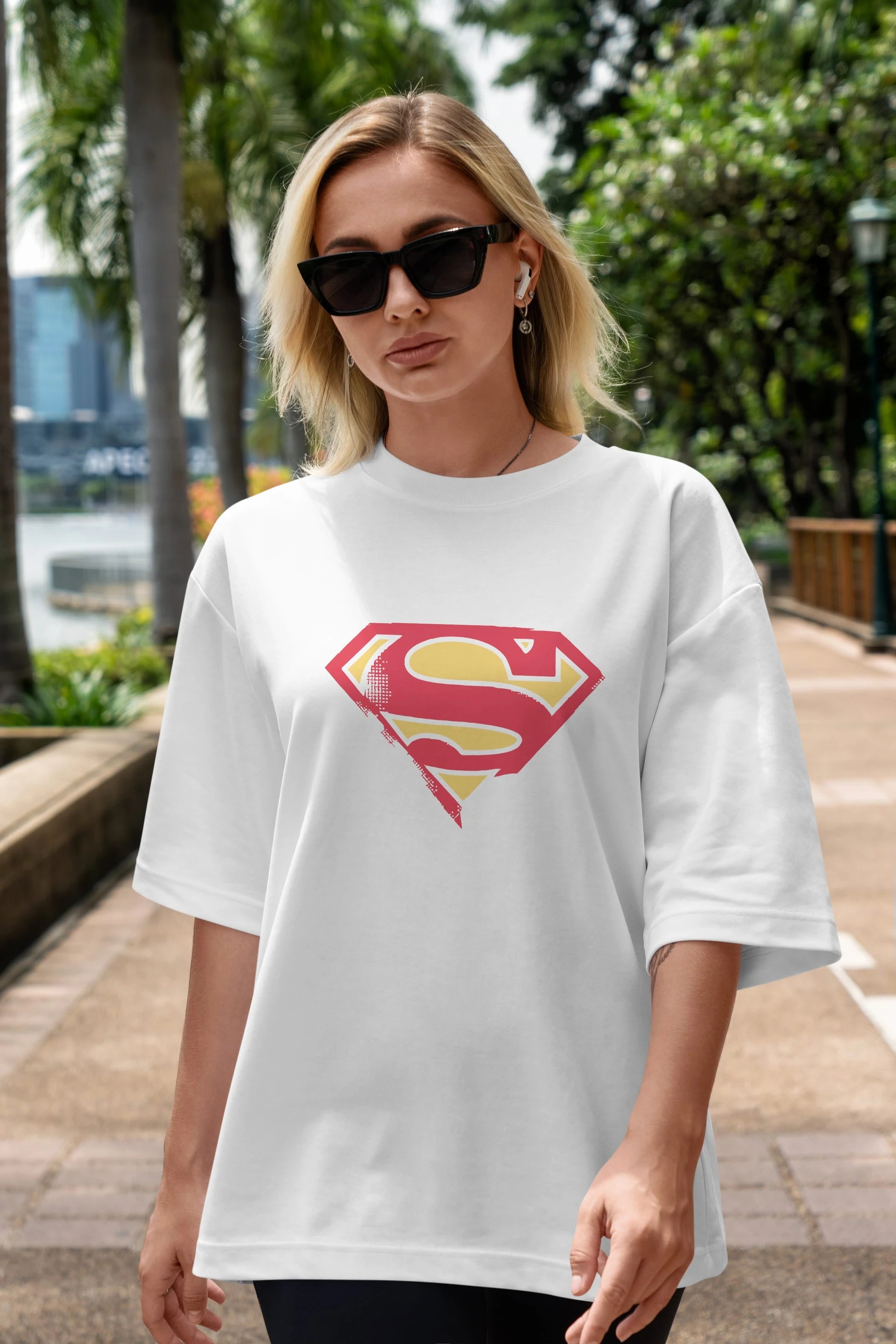 Superman Ön Baskılı Oversize t-shirt Erkek Kadın Unisex %100 Pamuk Bisiklet Yaka tişort