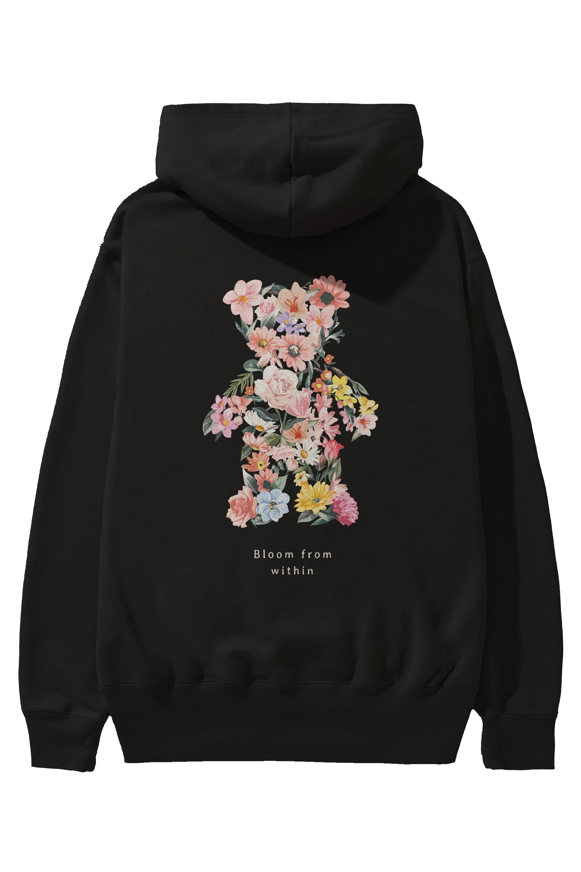 Bloom from Bear Arka Baskılı Hoodie Oversize Kapüşonlu Sweatshirt Erkek Kadın Unisex
