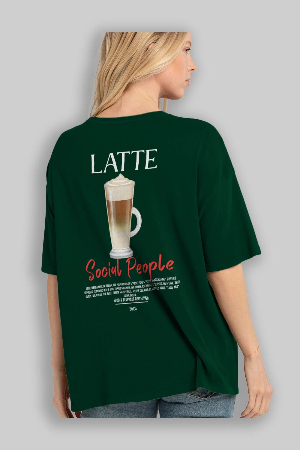 Latte Kokteyl Serisi Baskılı Oversize t-shirt Erkek Kadın Unisex %100 Pamuk Bisiklet Yaka tişort