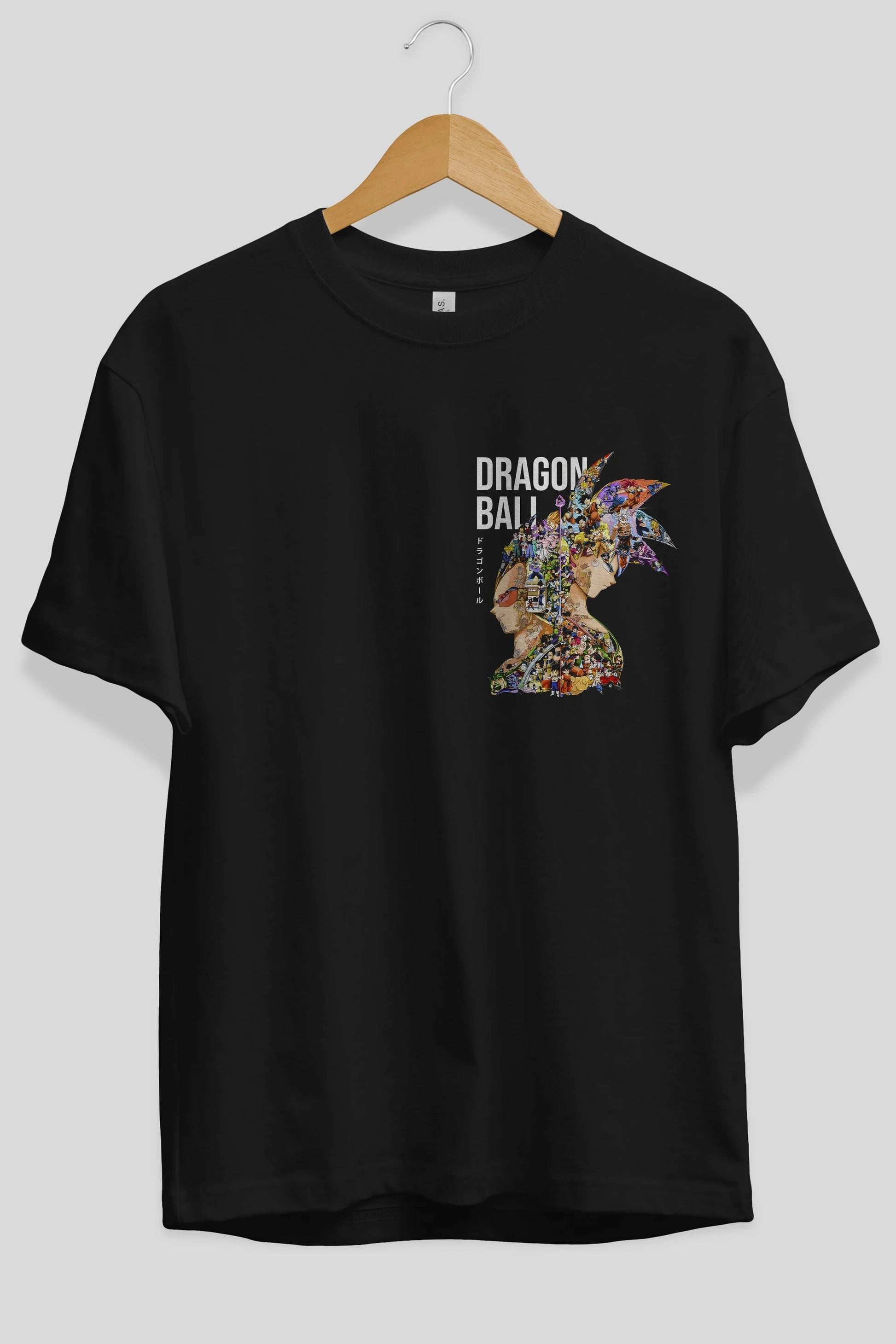 DRAGON BALL ART (5) Ön Sol Baskılı Oversize t-shirt Erkek Kadın Unisex %100 Pamuk Bisiklet Yaka tişort