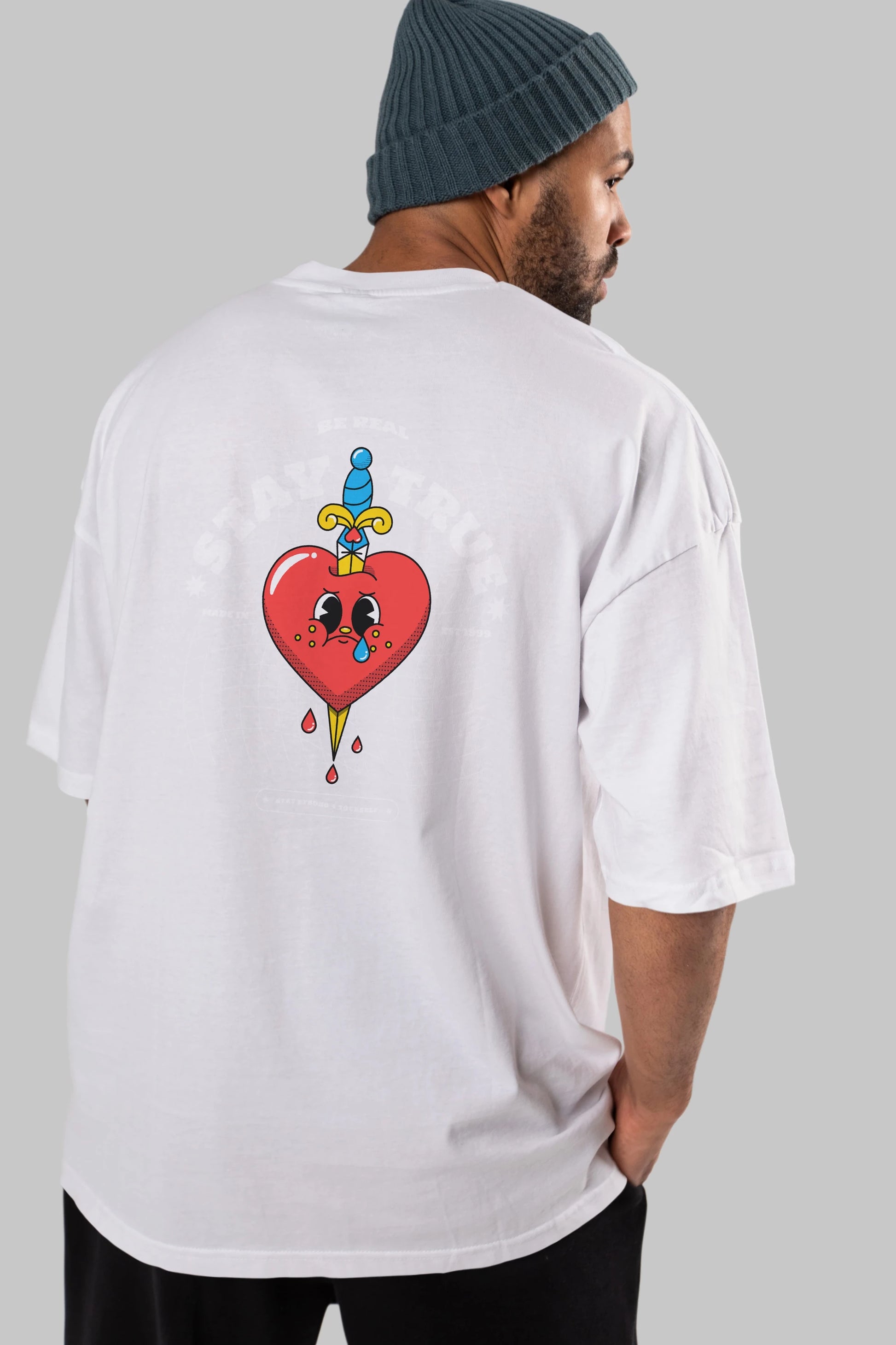 Stay True Arka Baskılı Oversize t-shirt Erkek Kadın Unisex