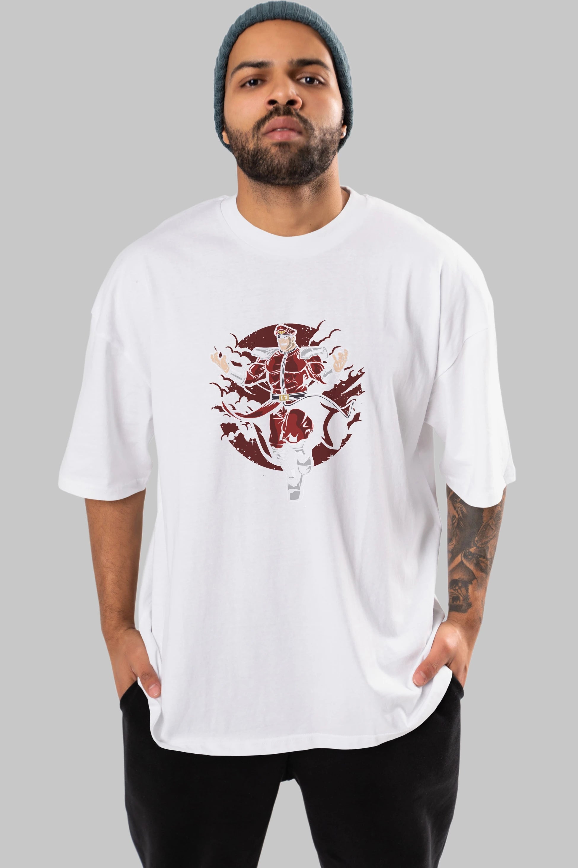 M BISON Ön Baskılı Oversize t-shirt Erkek Kadın Unisex %100 Pamuk tişort