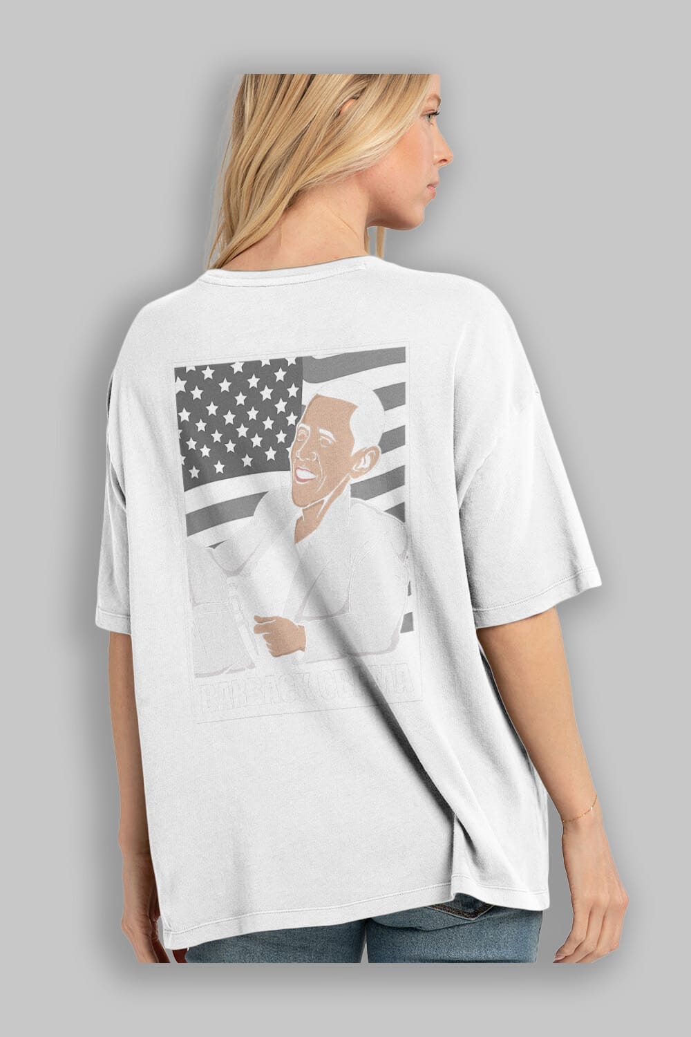 Obama Thriller Arka Baskılı Oversize t-shirt Erkek Kadın Unisex %100 Pamuk tişort