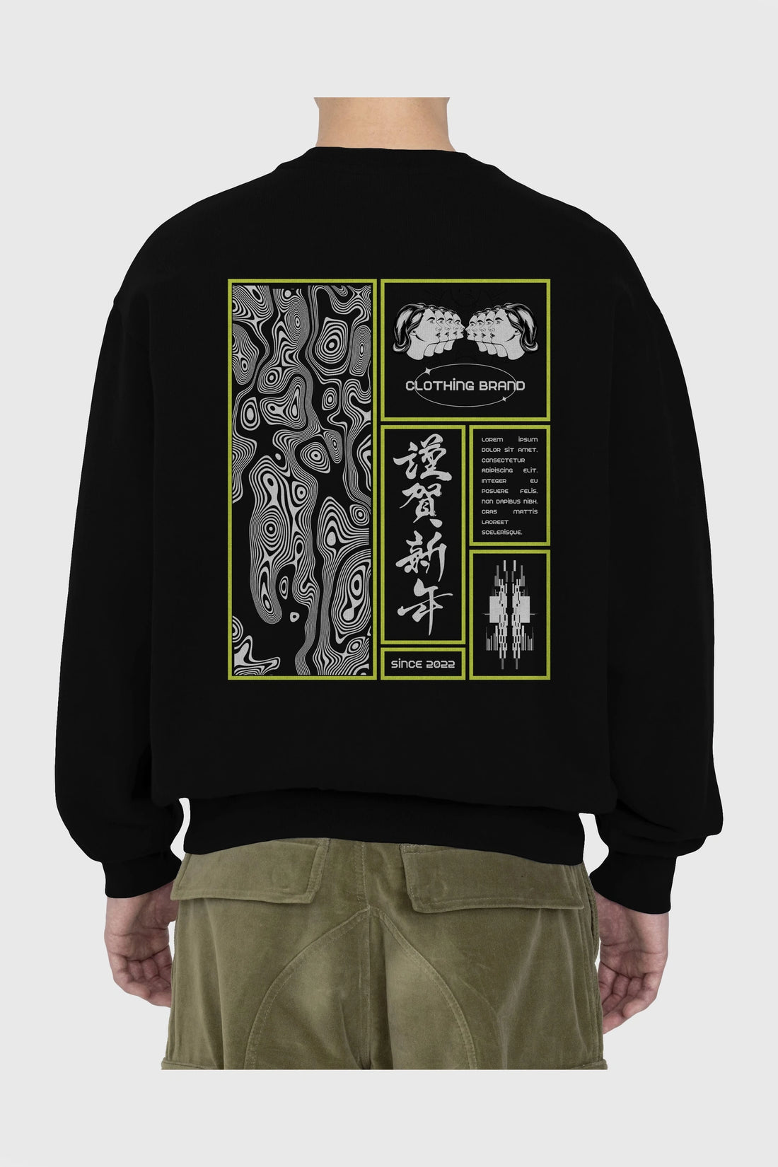 Neon Japanese Streetwear Arka Baskılı Oversize Sweatshirt Erkek Kadın Unisex