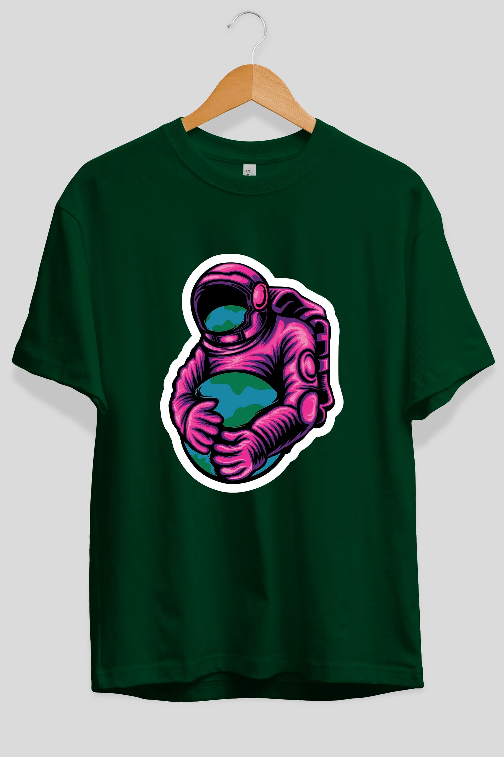 Astronaut Holding Up The Earth Sticker Ön Baskılı Oversize t-shirt Erkek Kadın Unisex