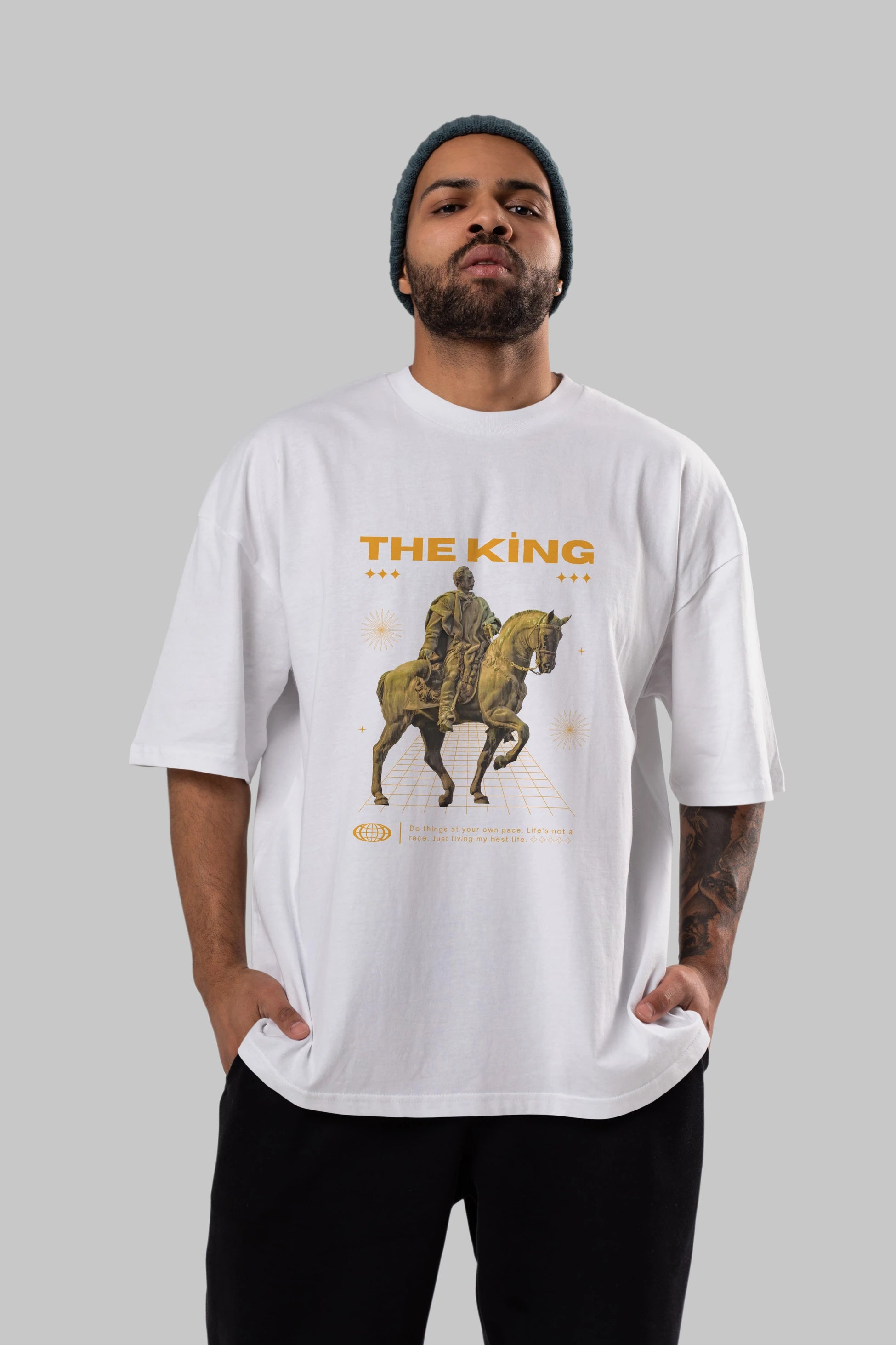 The King Yazılı Ön Baskılı Oversize t-shirt Erkek Kadın Unisex