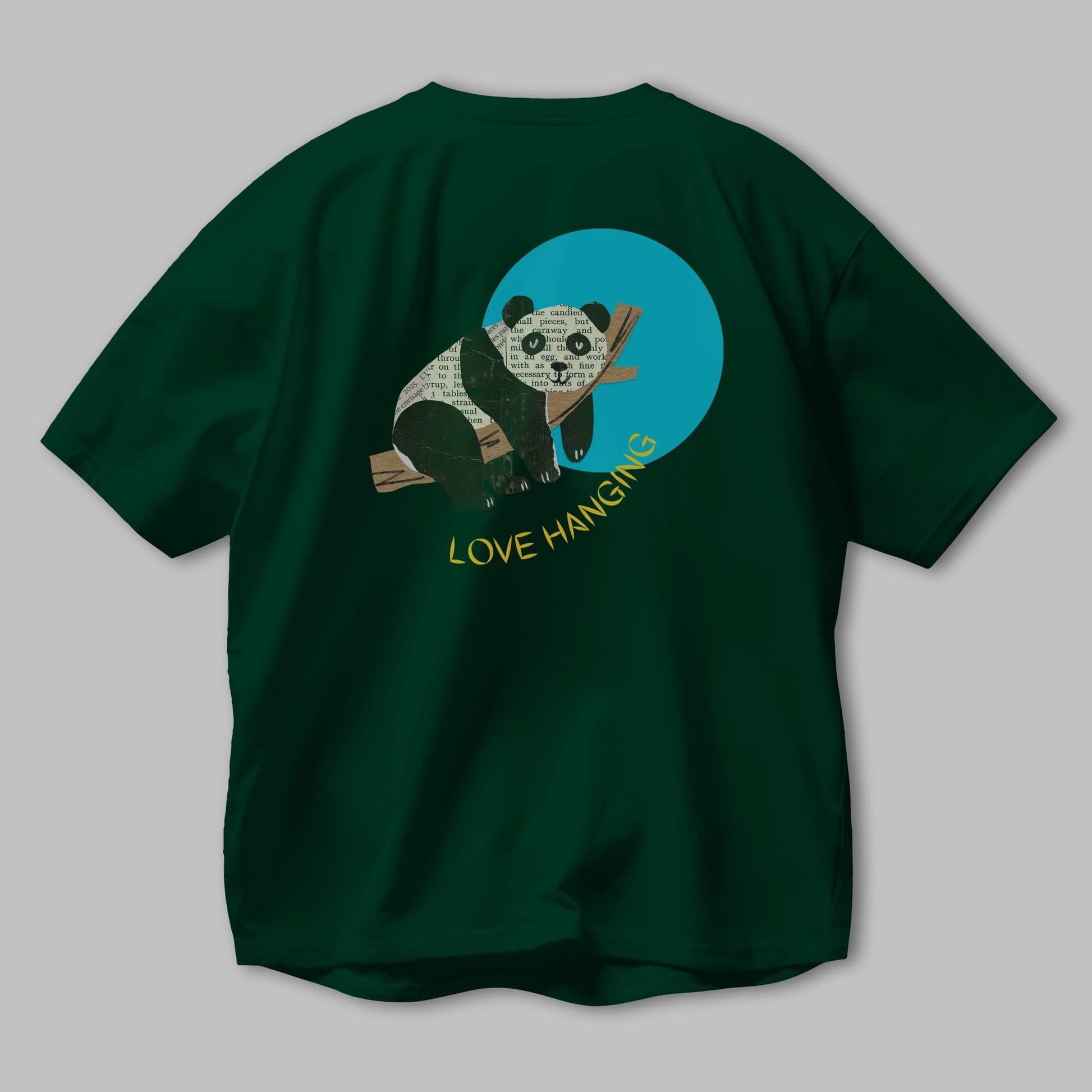 Panda Love Hanging Arka Baskılı Oversize t-shirt Erkek Kadın Unisex