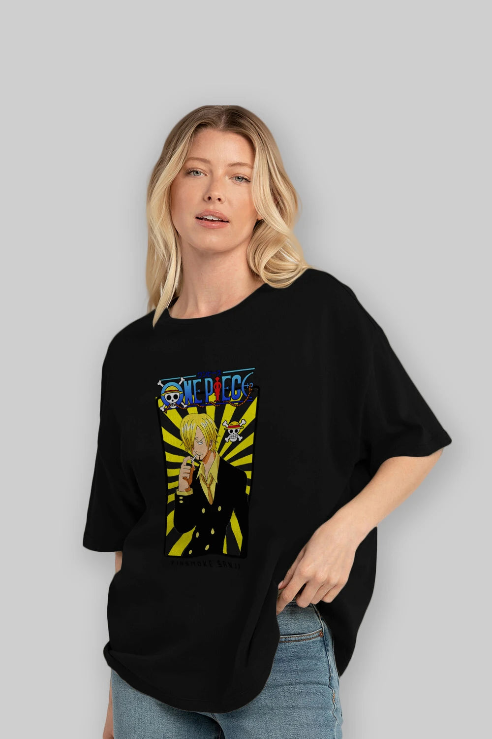 Sanji 4 Anime Ön Baskılı Oversize t-shirt Erkek Kadın Unisex