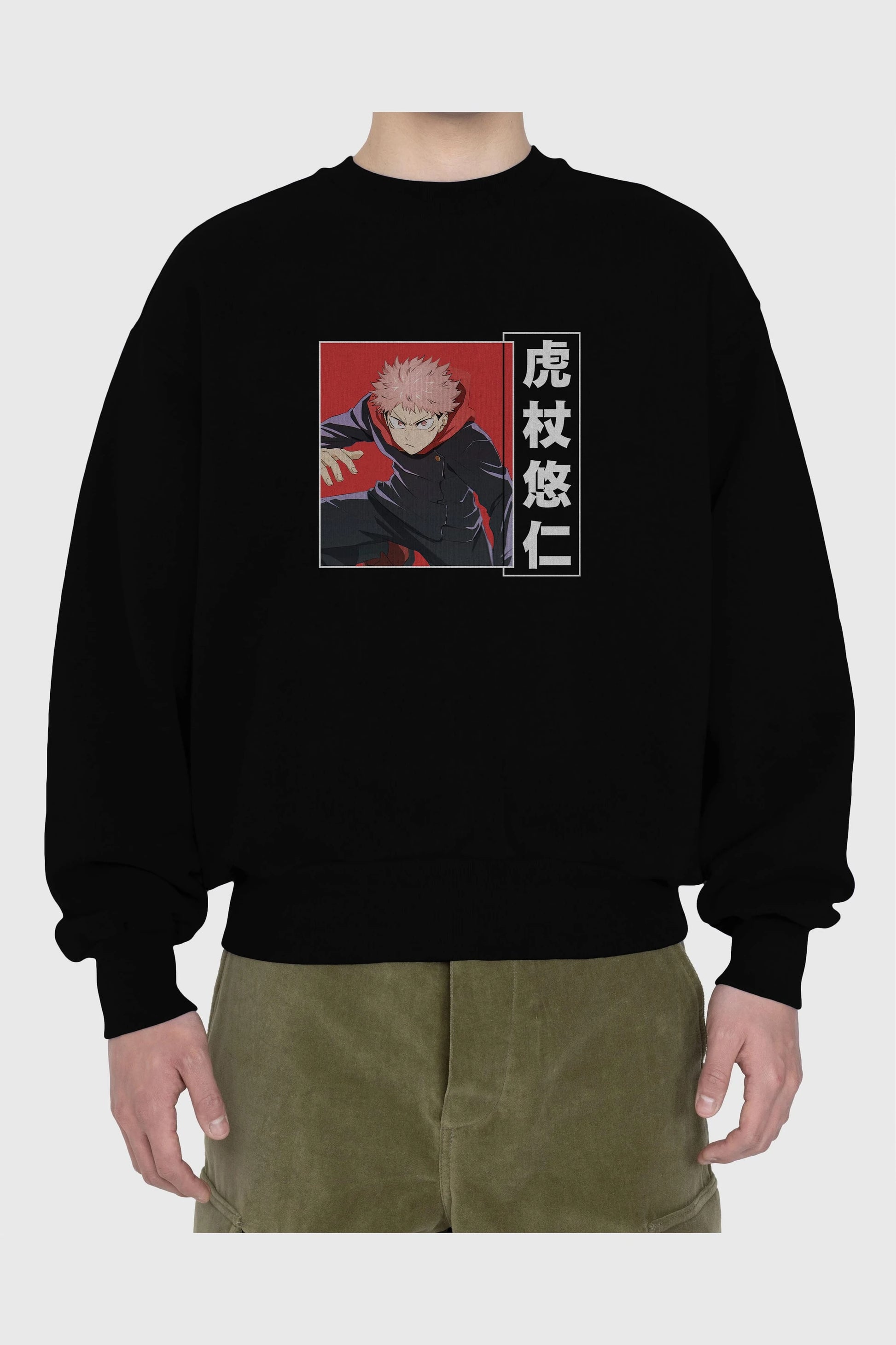 Yuuji Itadori 2 Anime Ön Baskılı Oversize Sweatshirt Erkek Kadın Unisex