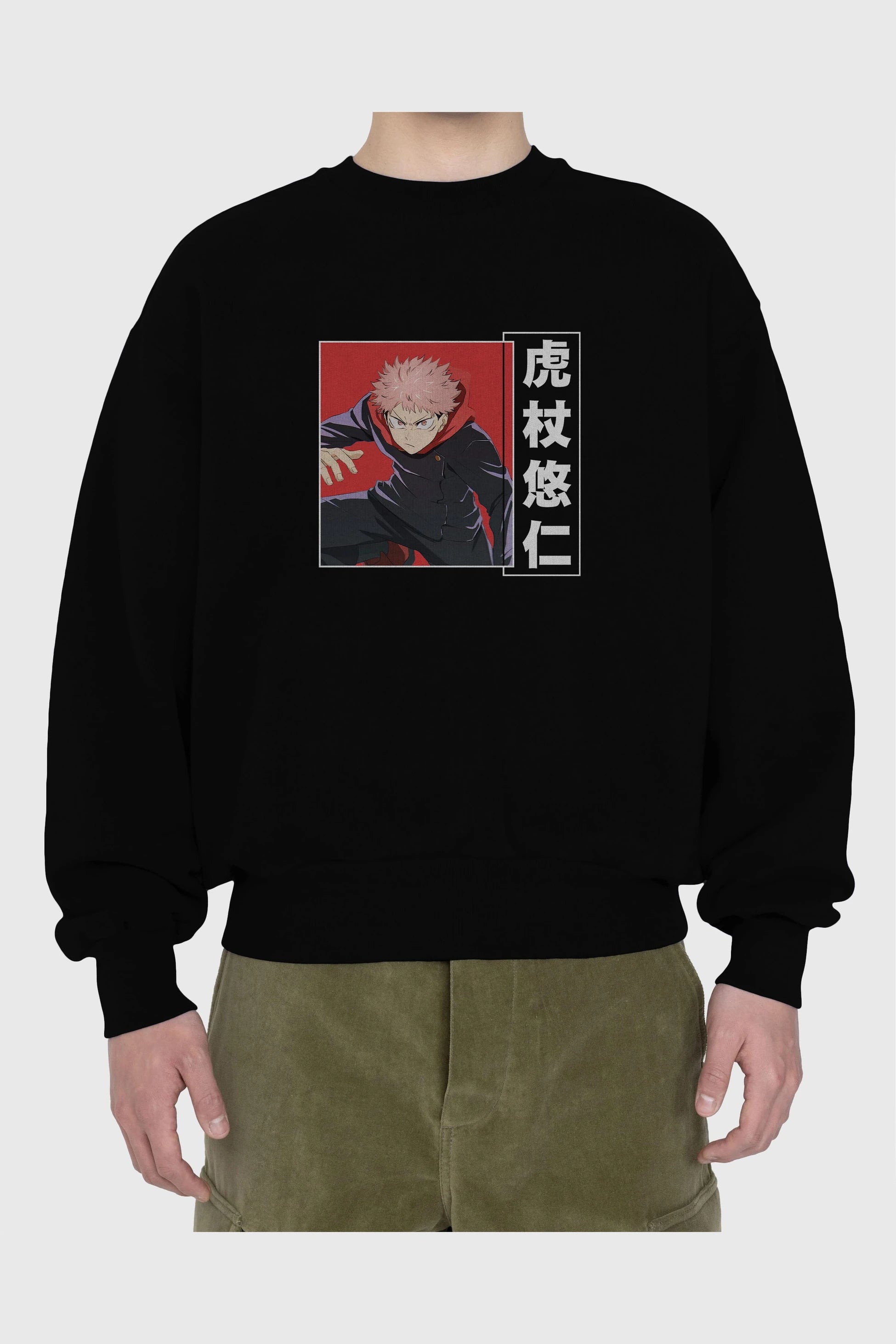 Yuuji Itadori 2 Anime Ön Baskılı Oversize Sweatshirt Erkek Kadın Unisex