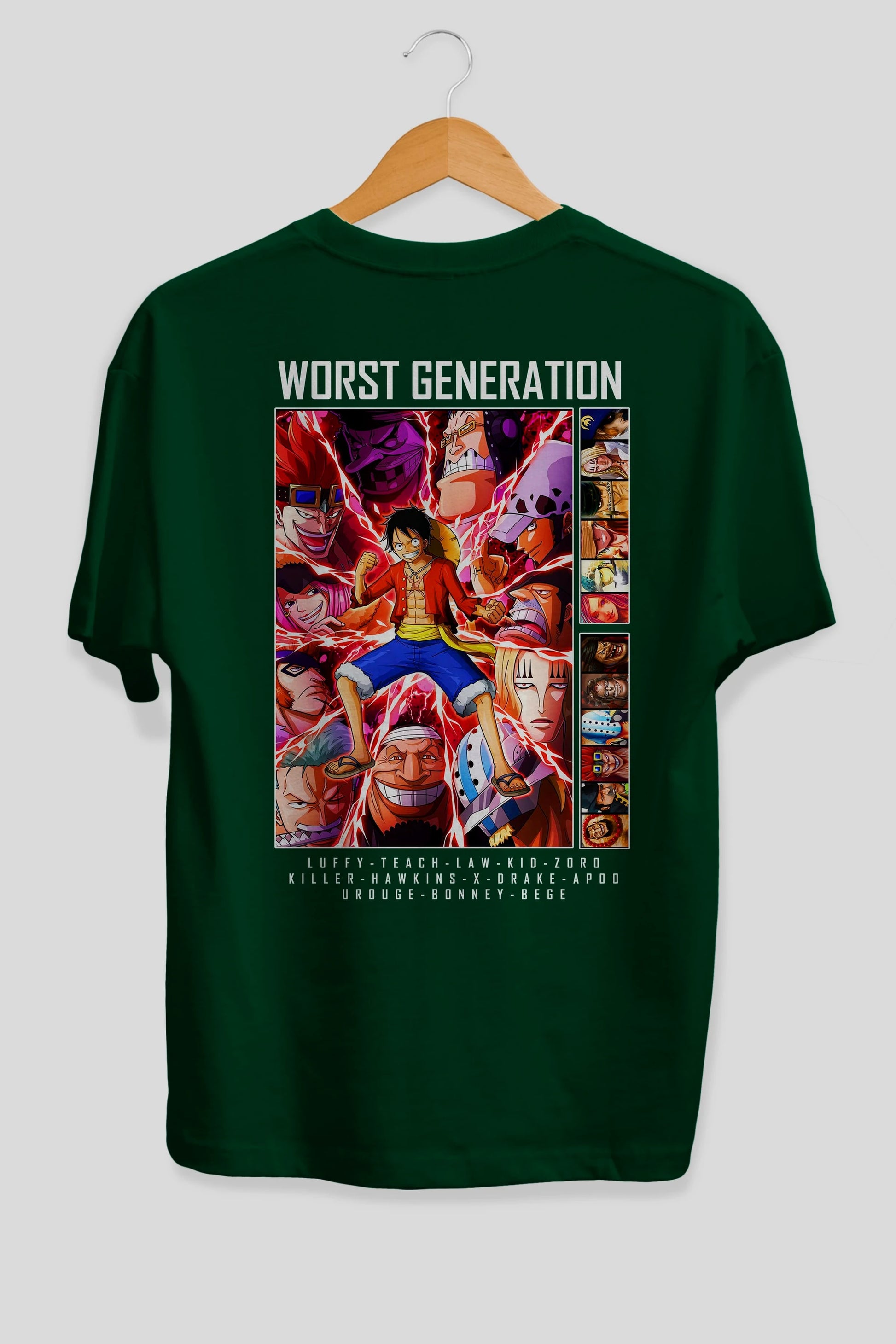 Worst Generation Anime Arka Baskılı Oversize t-shirt Erkek Kadın Unisex %100 pamuk tişort