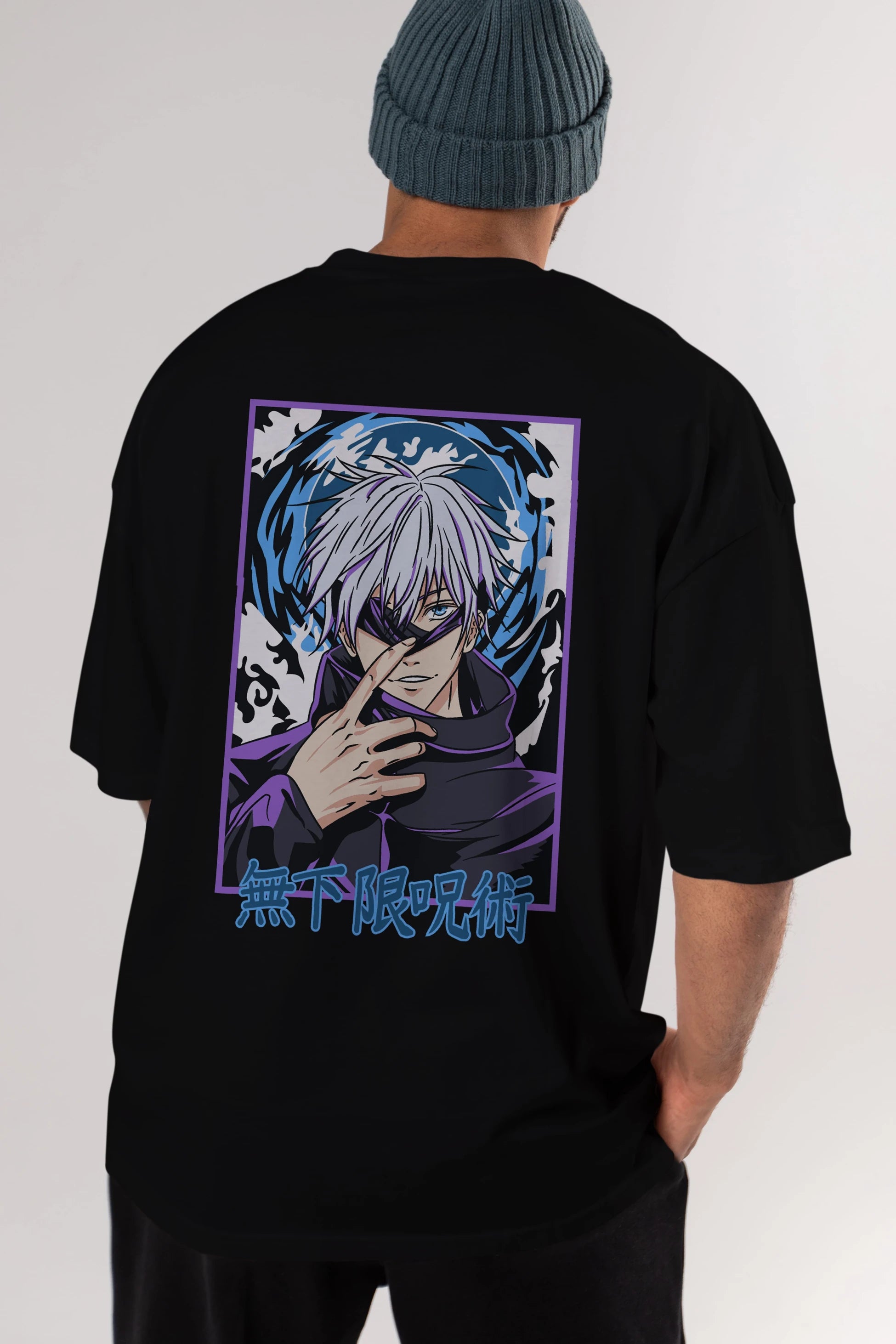 SATORU GOJO 3 Anime Arka Baskılı Oversize t-shirt Erkek Kadın Unisex