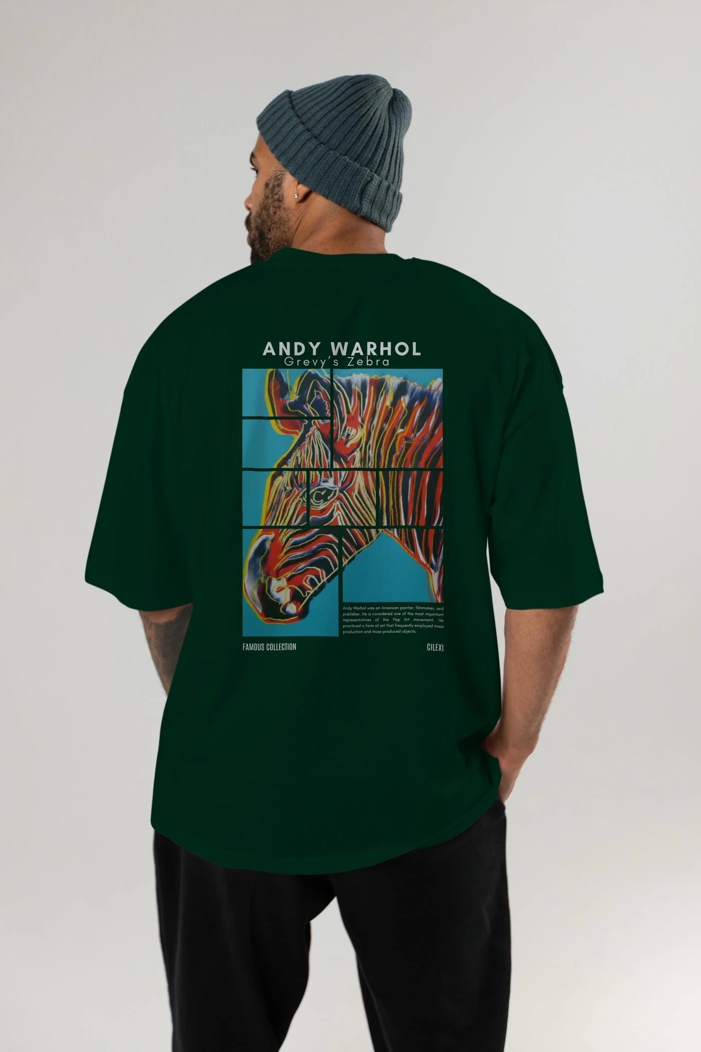 Andy Warhol Arka Baskılı Oversize t-shirt Erkek Kadın Bisiklet Yaka Pamuk tişort
