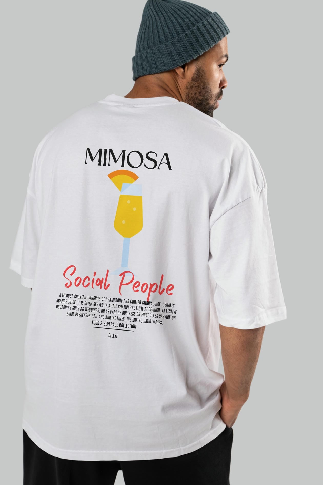 Mimosa Kokteyl Serisi Baskılı Oversize t-shirt Erkek Kadın Unisex %100 Pamuk Bisiklet Yaka tişort