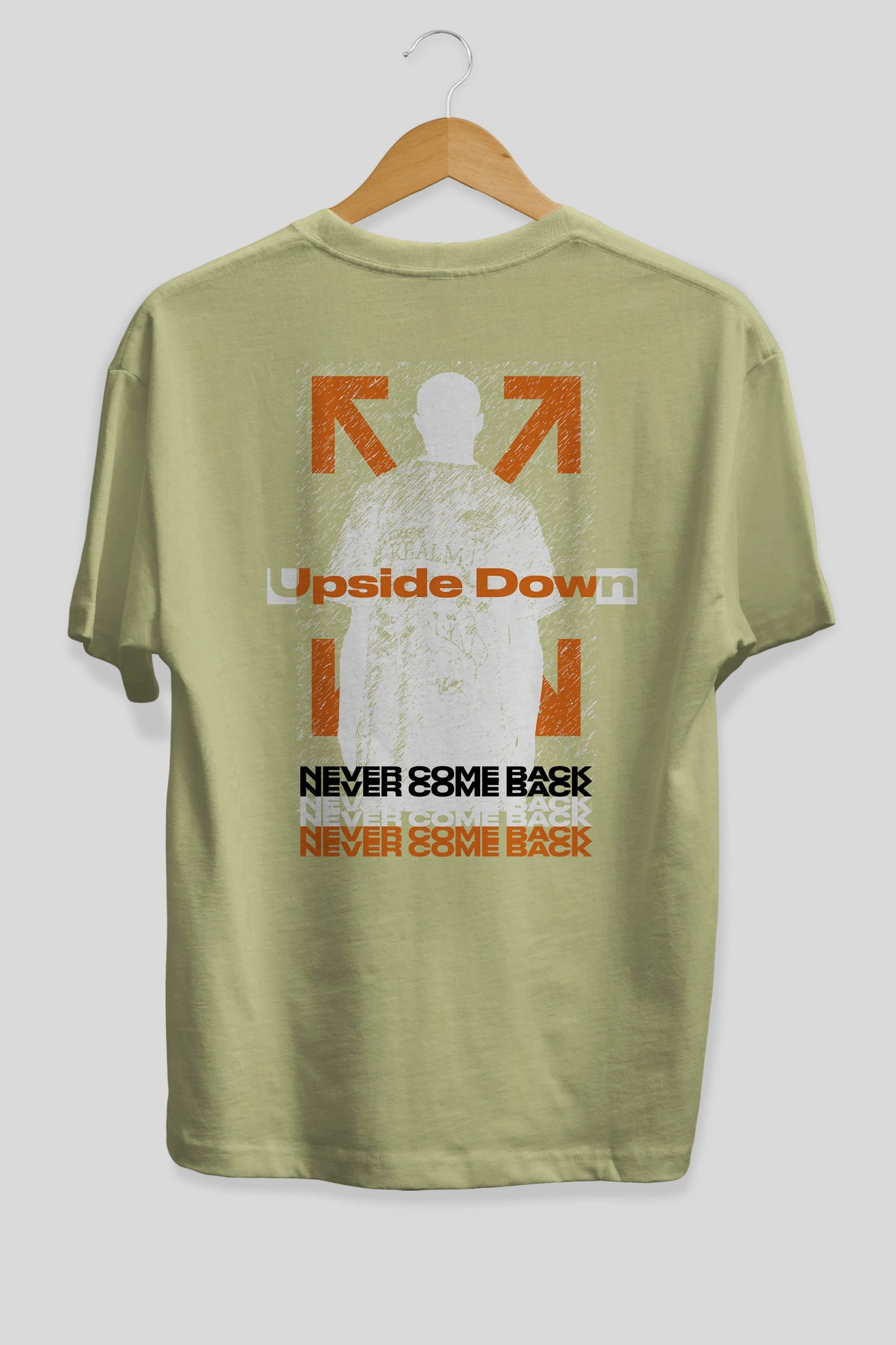 Upside Down Arka Baskılı Oversize t-shirt Erkek Kadın Unisex