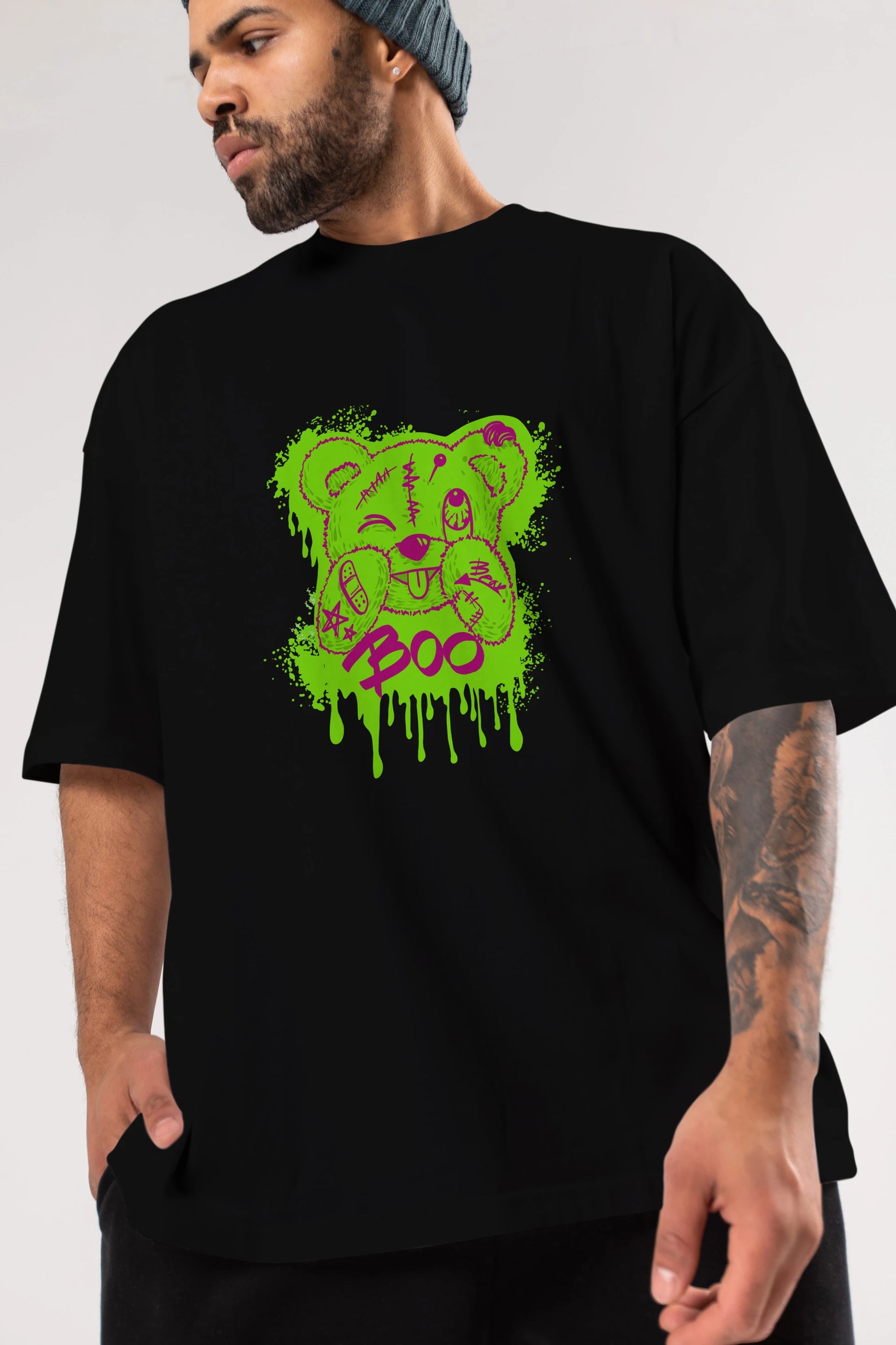 Boo  Bear Ön Baskılı Oversize t-shirt Erkek Kadın Unisex