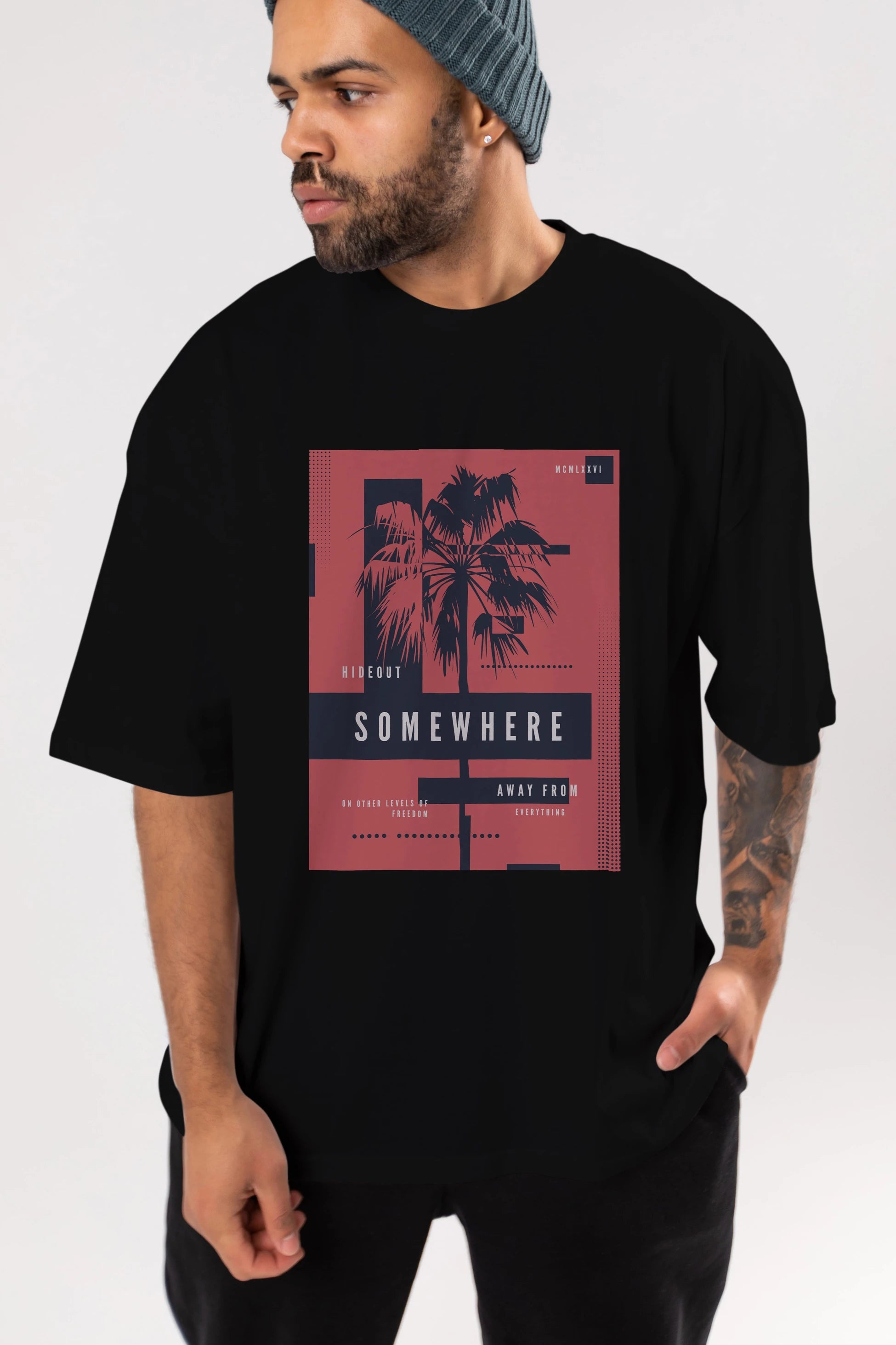 Hideout Somewhere Ön Baskılı Oversize t-shirt Erkek Kadın Unisex