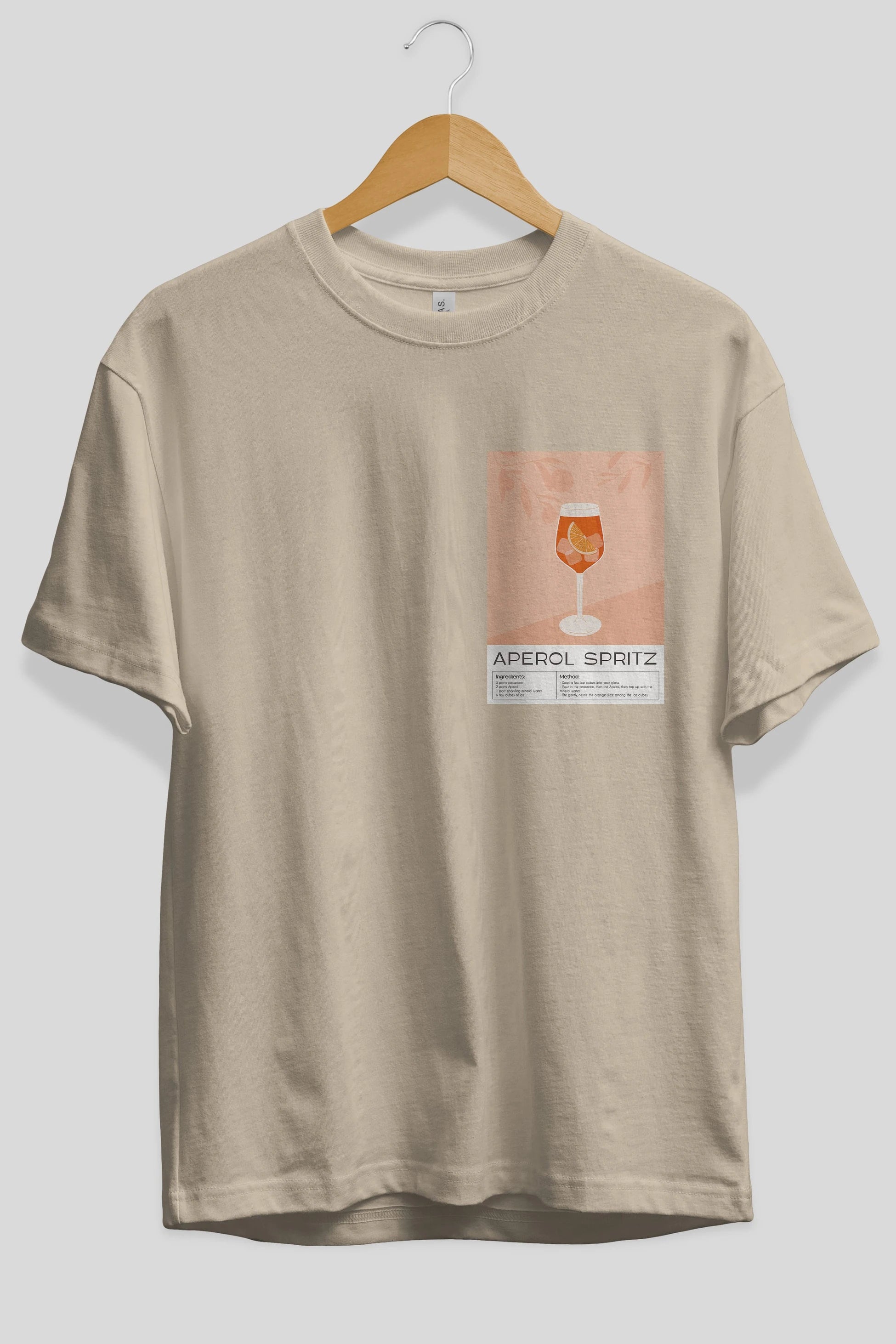 Aperol Spritz 7 Ön Sol Baskılı Oversize t-shirt Erkek Kadın Unisex %100 Pamuk Bisiklet Yaka tişort