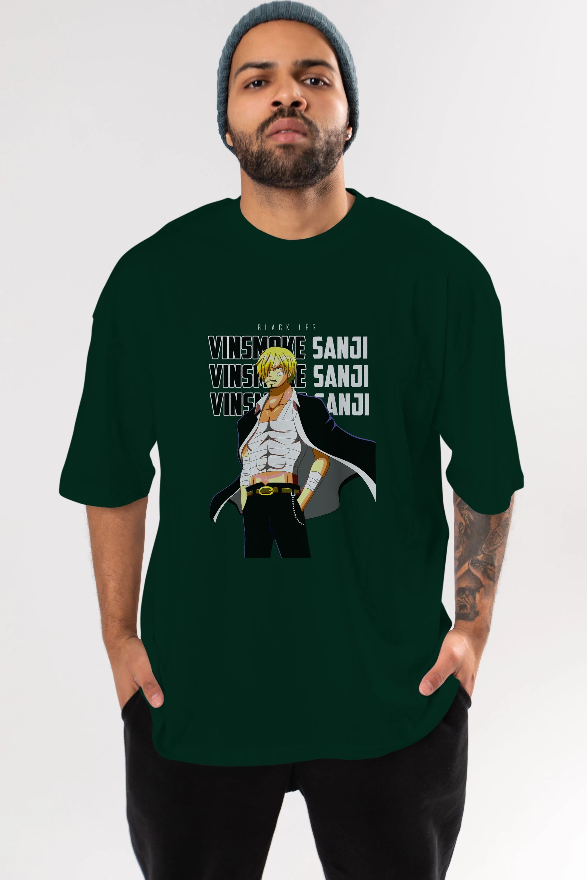 Sanji Anime Ön Baskılı Oversize t-shirt Erkek Kadın Unisex
