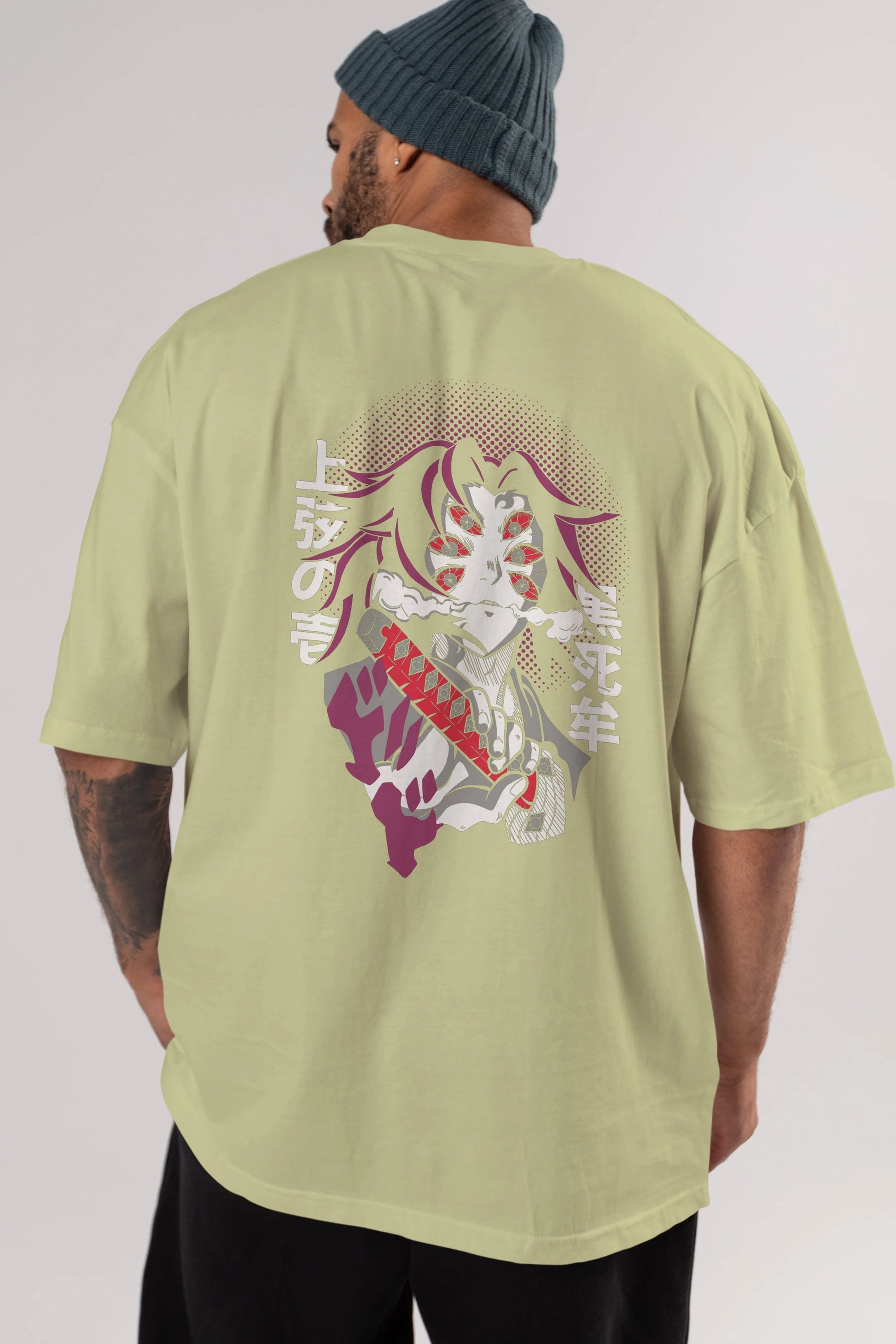 Kokushibo Anime Arka Baskılı Oversize t-shirt Erkek Kadın Unisex