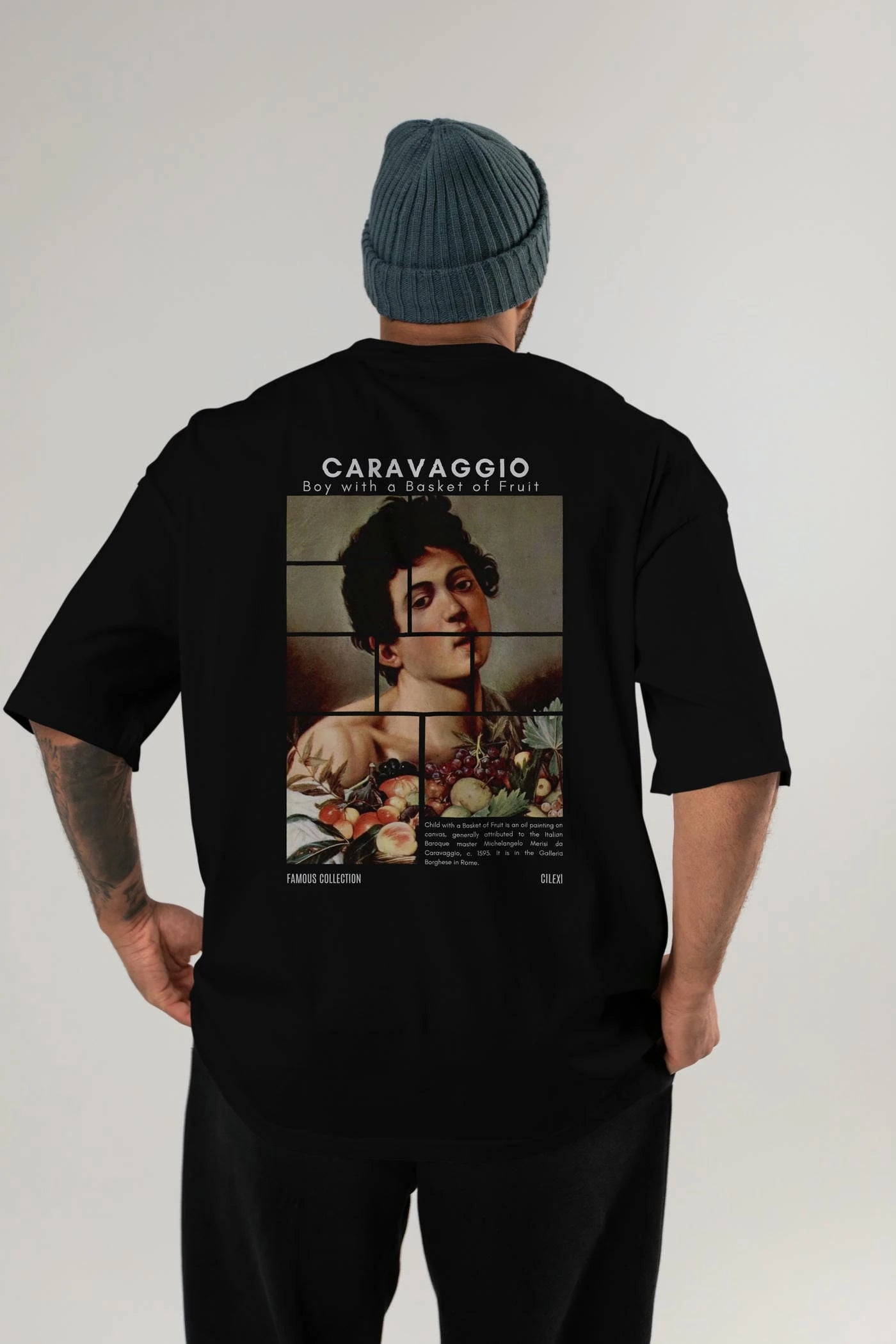 Caravaggio Boy Arka Baskılı Oversize t-shirt Erkek Kadın Bisiklet Yaka Pamuk tişort