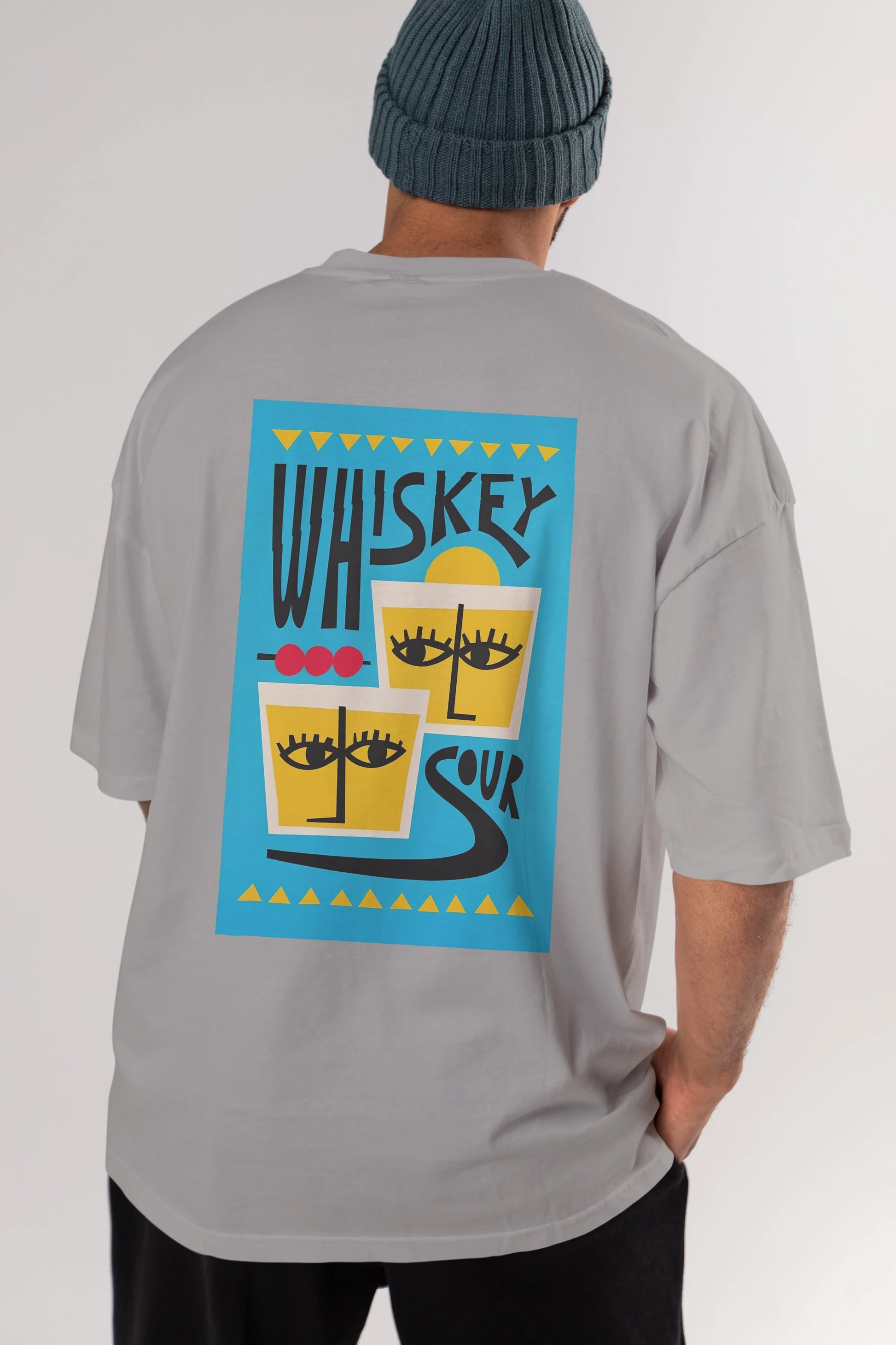 Whiskey Sour 2 Arka Baskılı Oversize t-shirt Erkek Kadın Unisex %100 Pamuk Bisiklet Yaka tişort