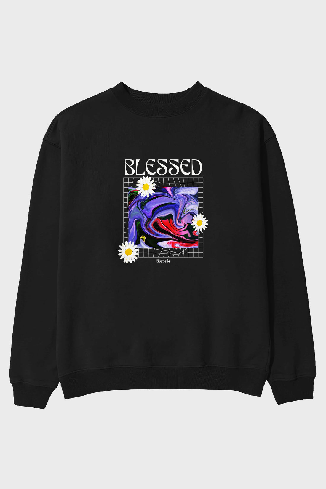 Blessed Ön Baskılı Oversize Sweatshirt Erkek Kadın Unisex
