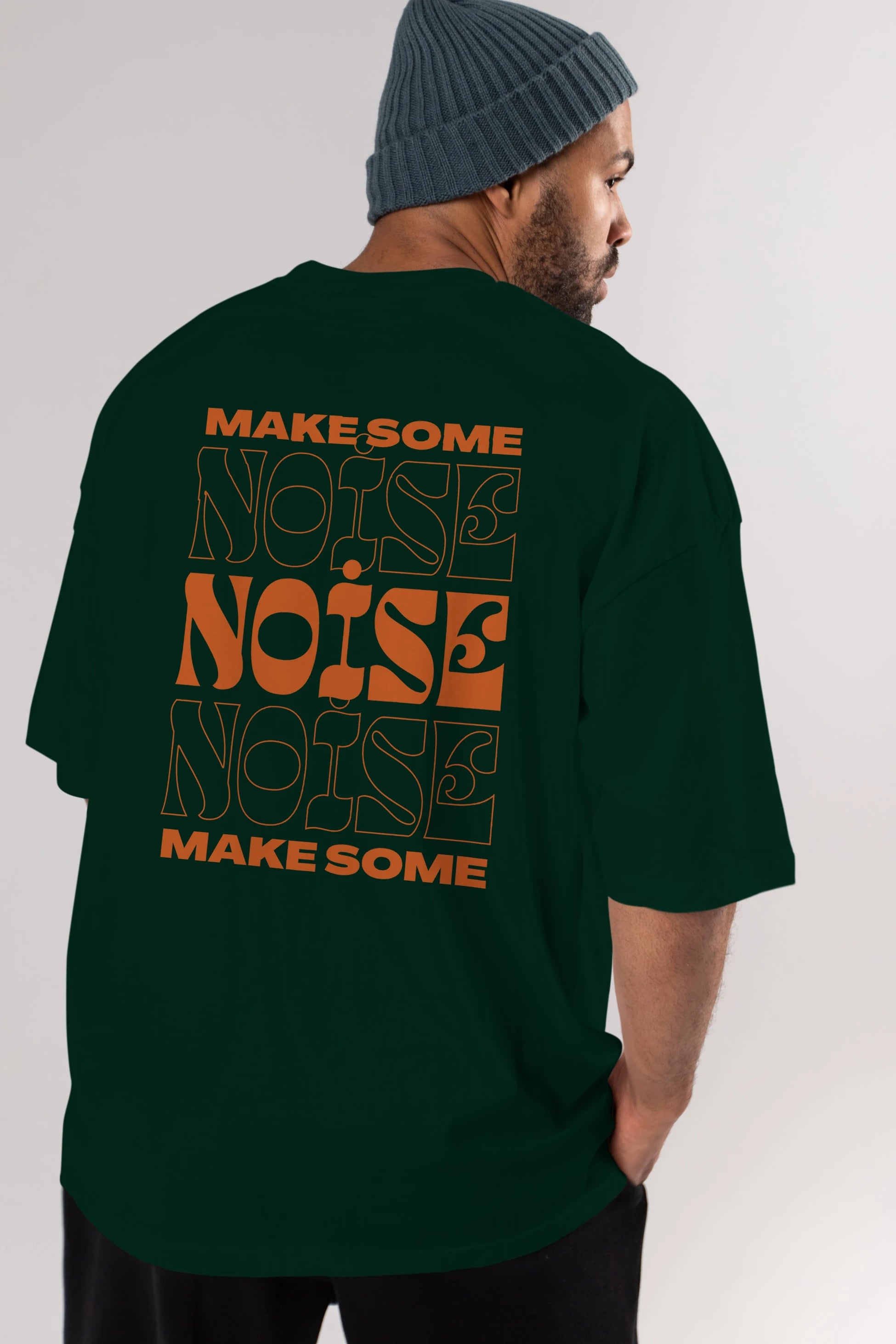 Make Some Noise Yazılı 2 Arka Baskılı Oversize t-shirt Erkek Kadın Unisex
